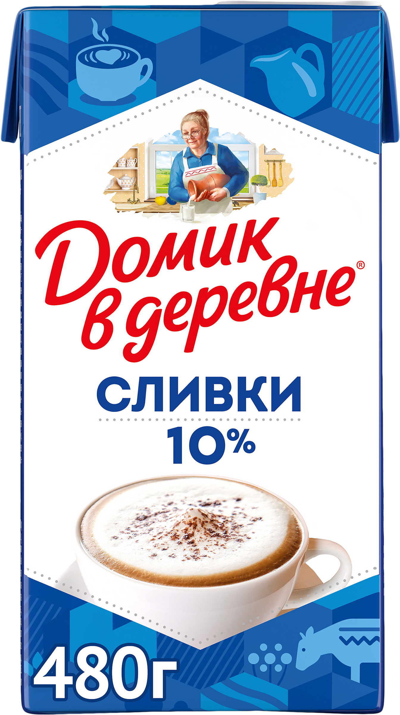 Изображение товара Сливки стерилизованные ДОМИК В ДЕРЕВНЕ 10%, без змж, 480г