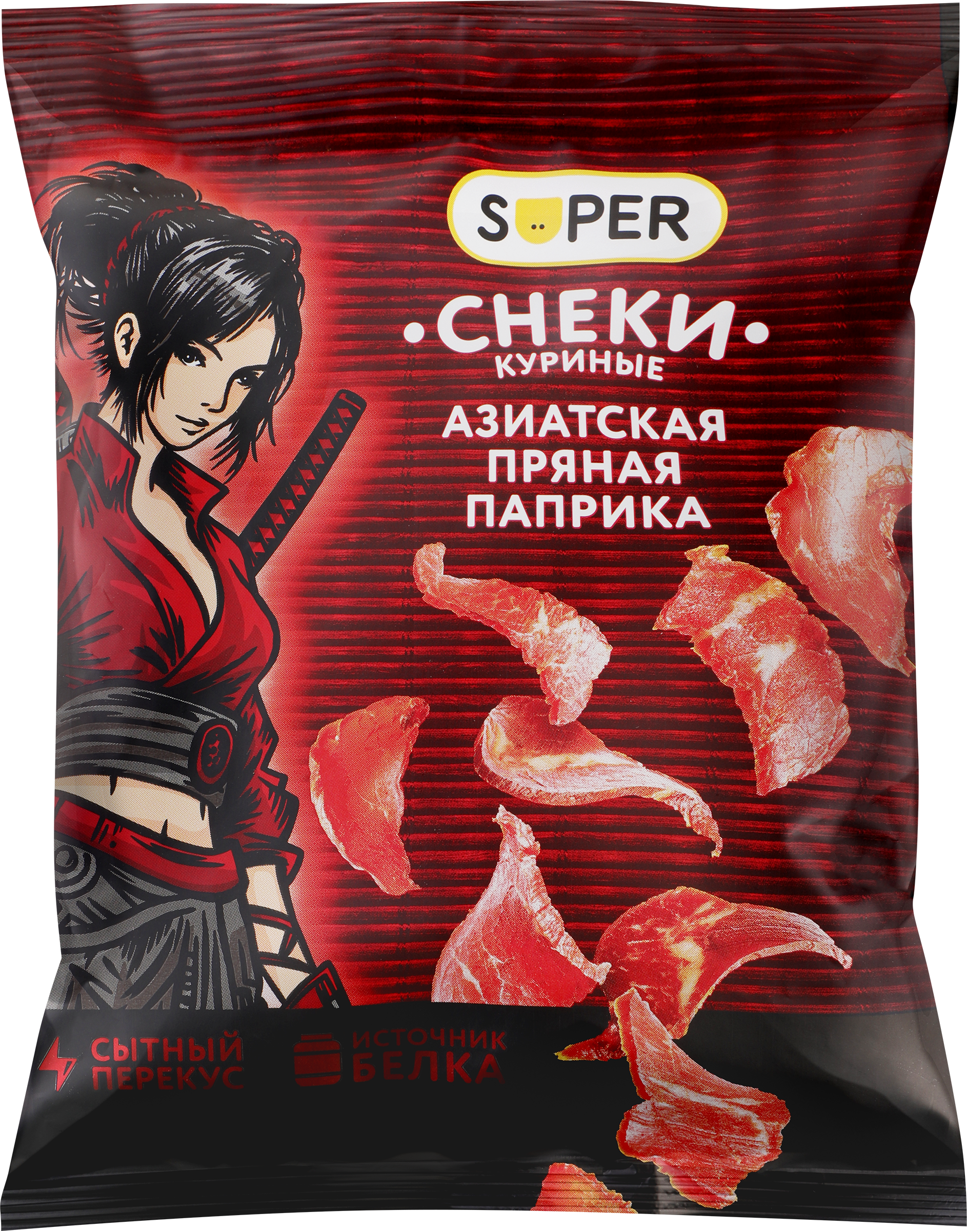 Изображение товара Снеки сырокопченые SUPER Азиатская пряная паприка из курицы 70г