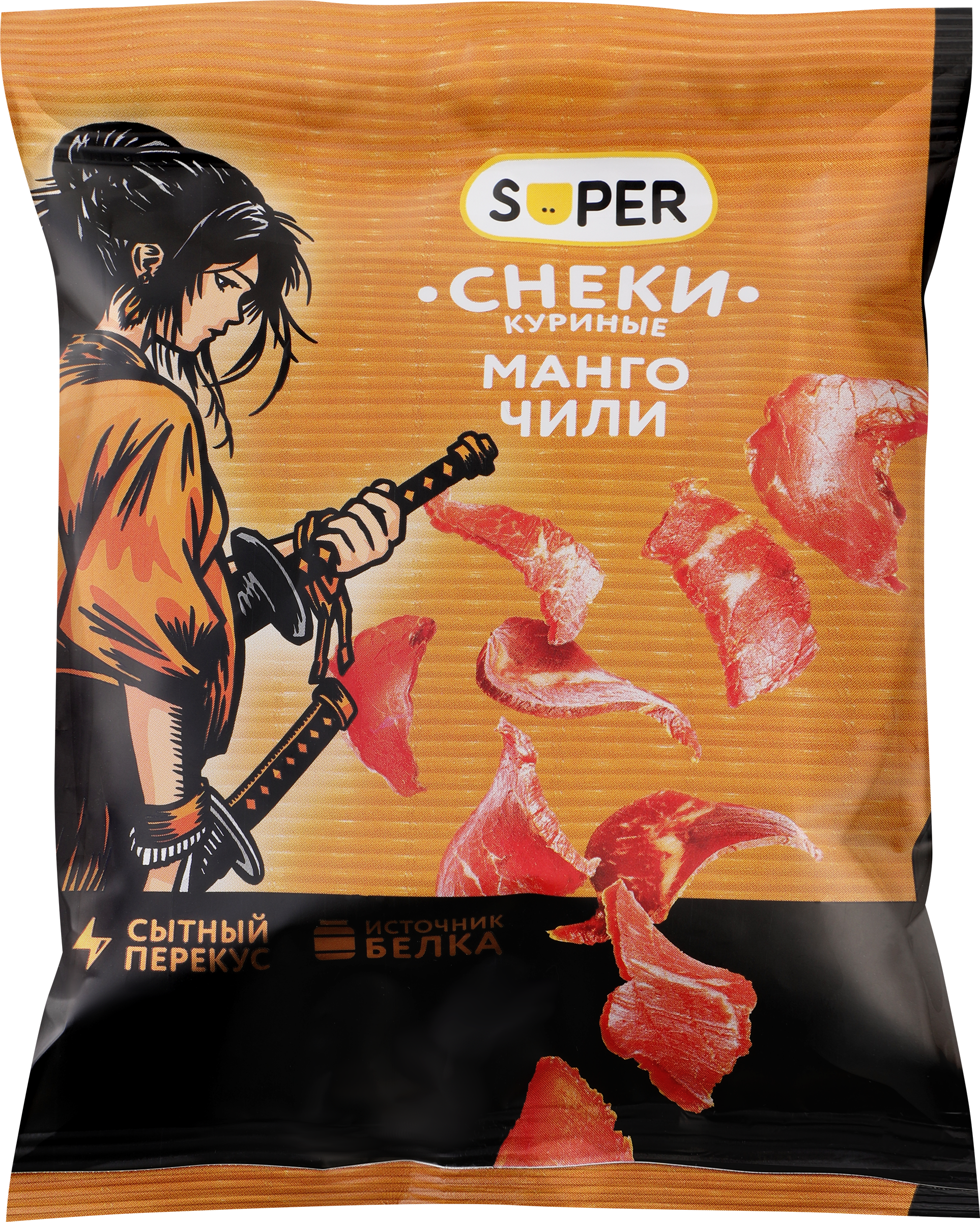 Изображение товара Сырокопченые снеки SUPER Манго Чил из курицы, 70г - острые и ароматные закуски