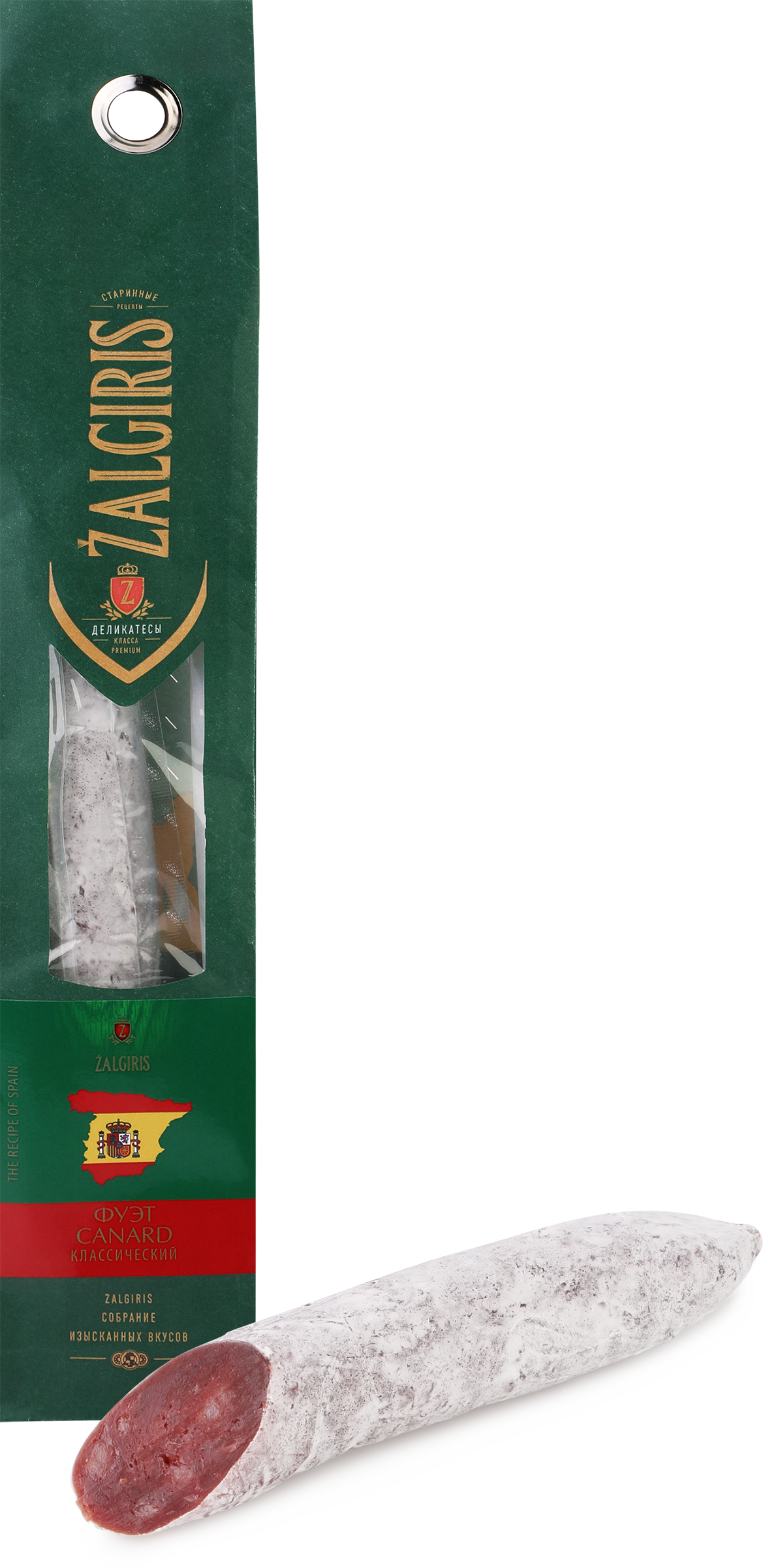 Изображение товара Колбаса сырокопченая ZALGIRIS Фуэт Canard из мяса утки 120г натуральный деликатес