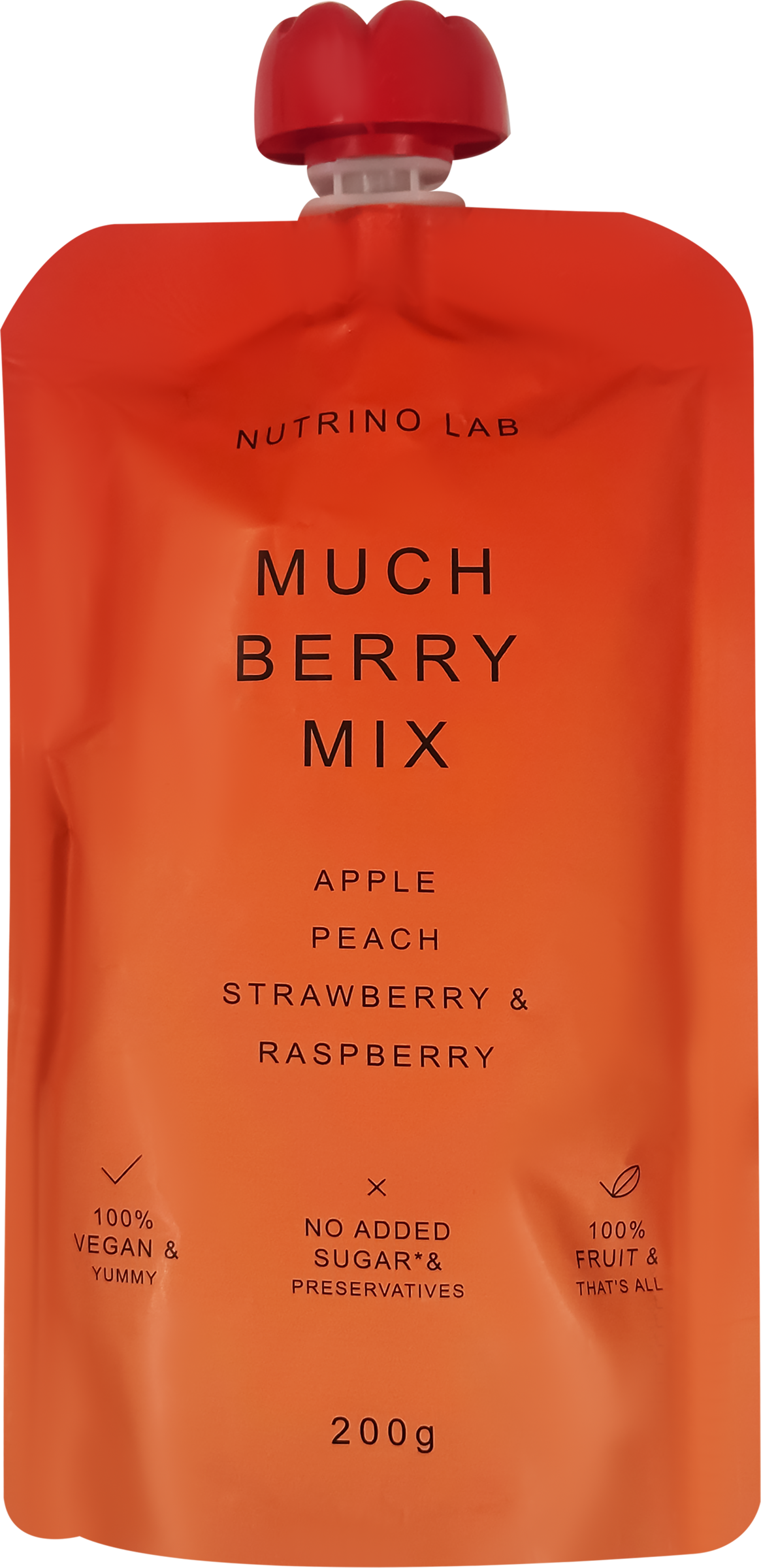 Изображение товара Пюре фруктово-ягодное NUTRINO LAB Яблоко, персик, клубника и малина, 200г