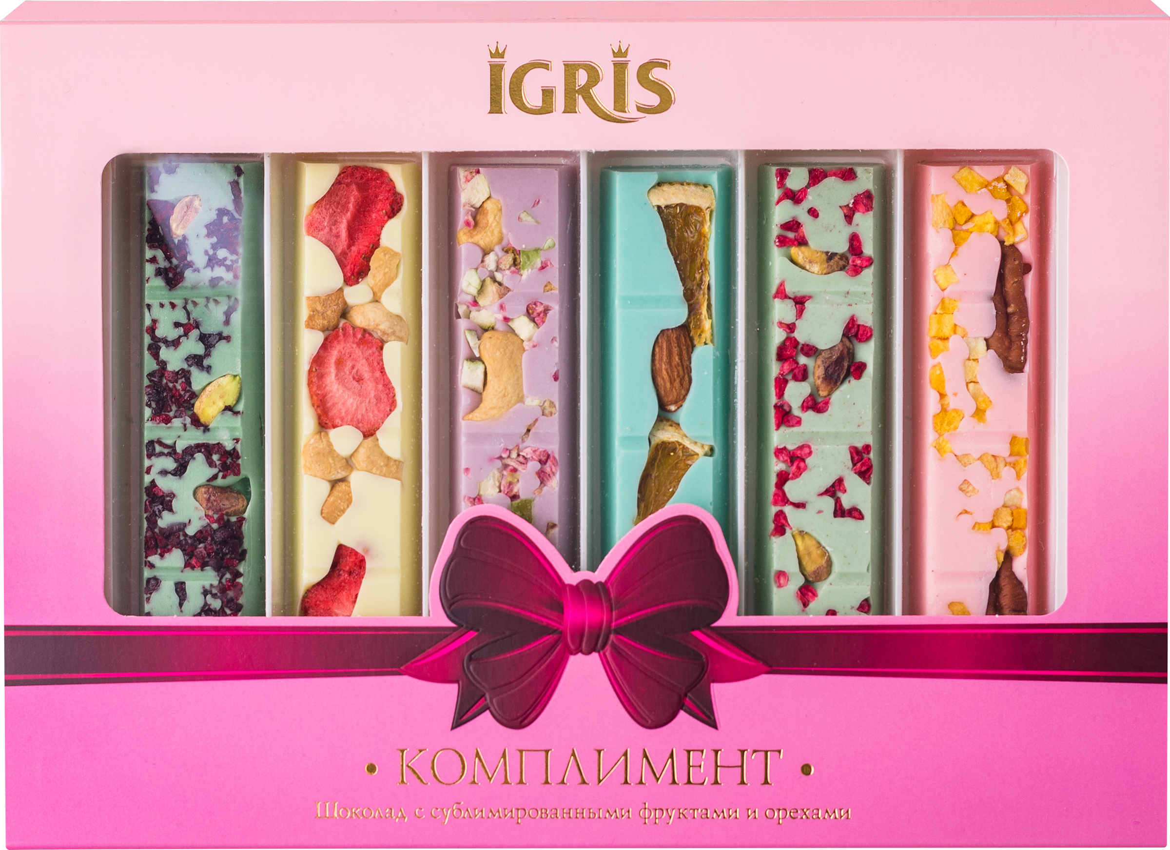 Изображение товара Шоколад IGRIS Комплимент с сублимированными фруктами и орехами 215г