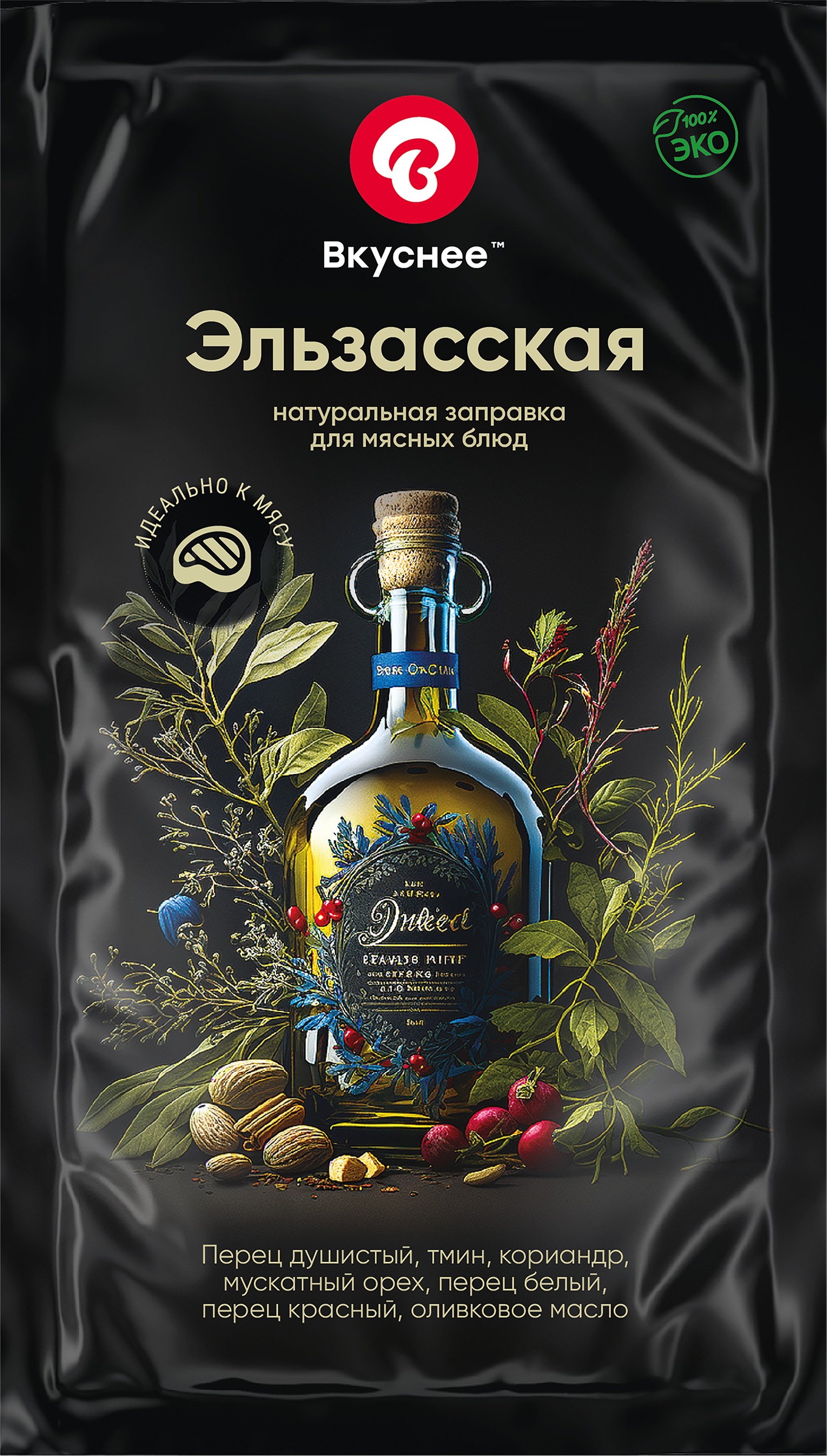 Изображение товара Заправка для мясных блюд ВКУСНЕЕ Эльзасская 15мл - специи и масло для сочного мяса