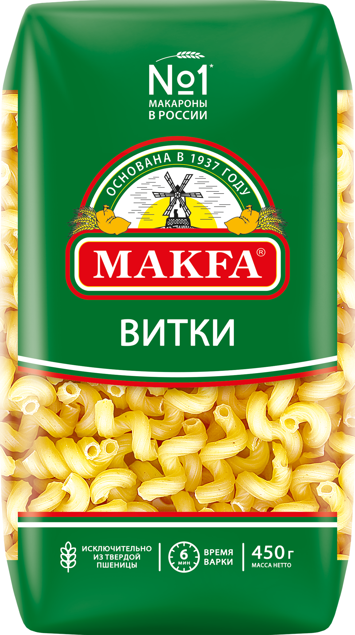 Изображение товара Макароны MAKFA Витки высший сорт, 450г