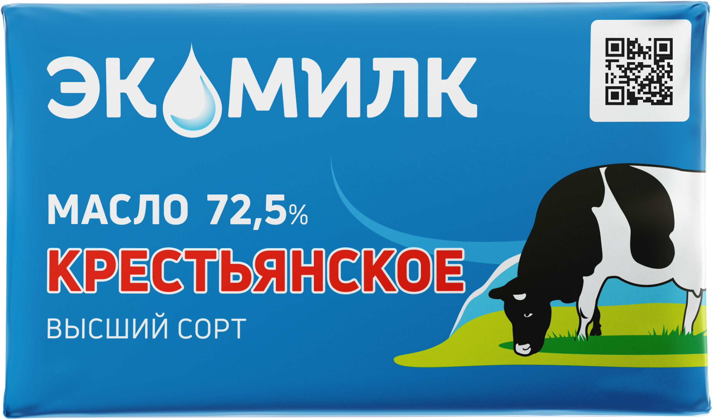 Изображение товара Масло сладкосливочное ЭКОМИЛК Крестьянское 72,5% 160г русское масло для выпечки и намазывания