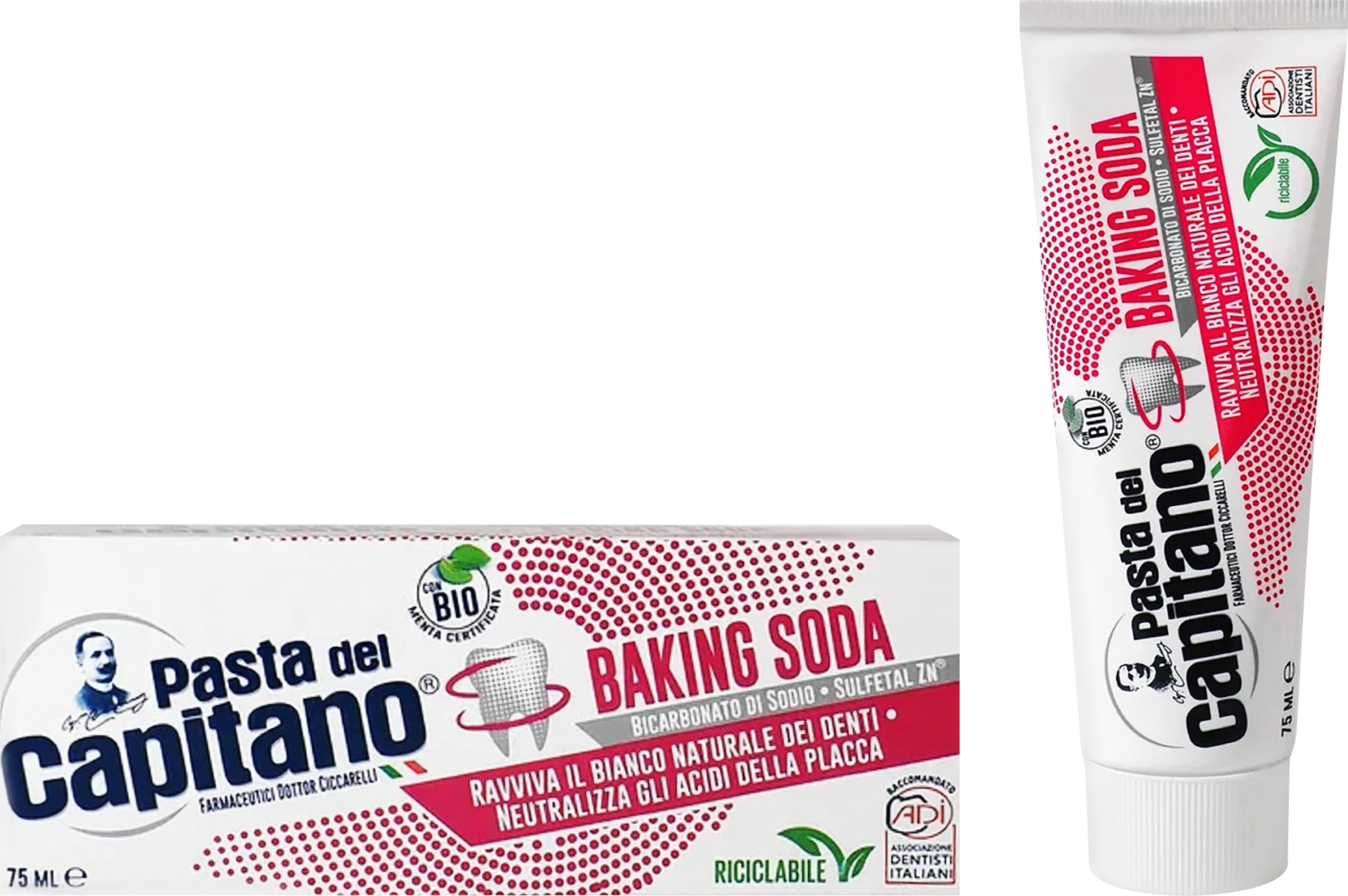 Изображение товара Зубная паста PASTA DEL CAPITANO Baking soda для деликатного отбеливания 75мл Италия