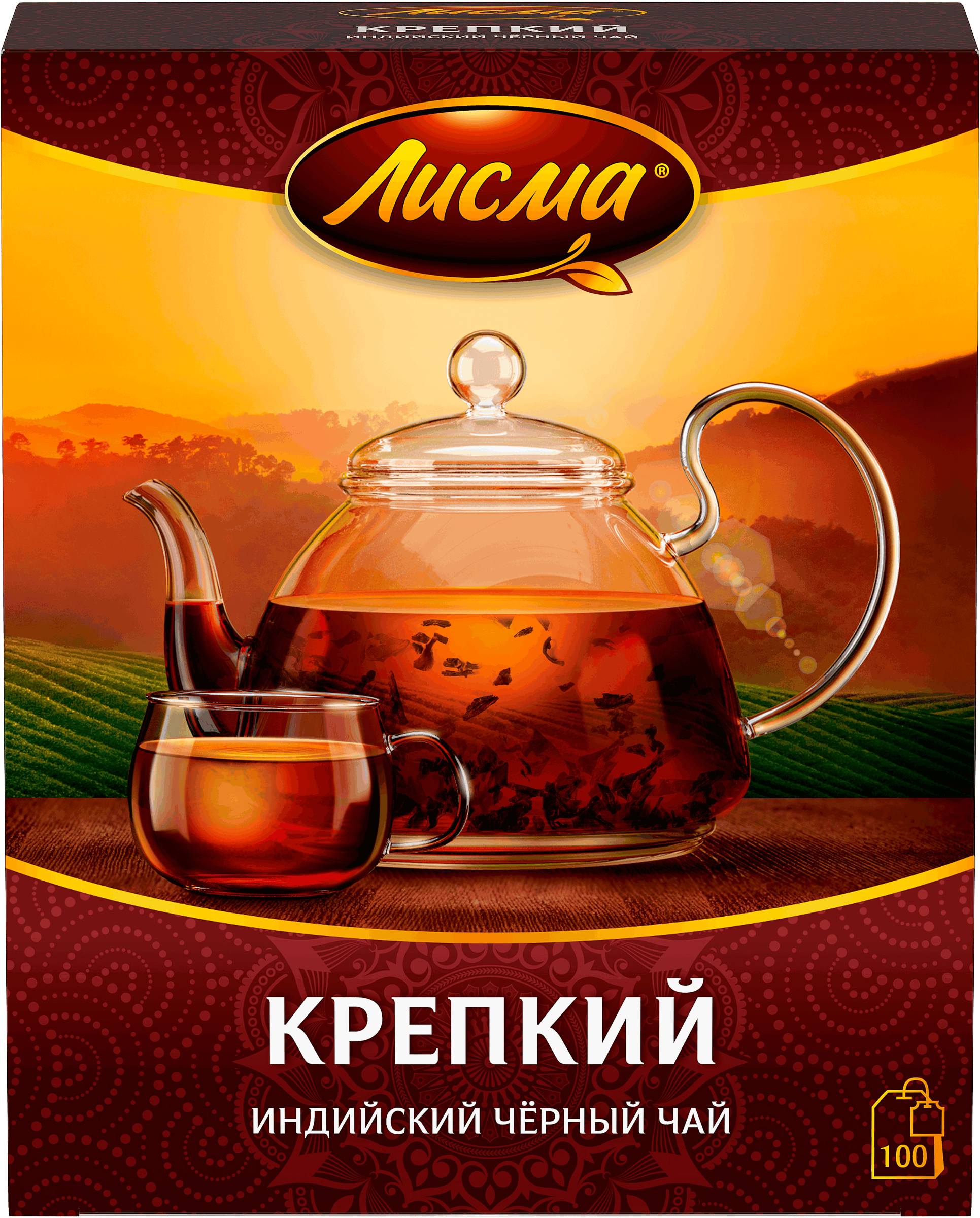 Изображение товара Чай черный ЛИСМА Крепкий Индийский байховый, 100пак