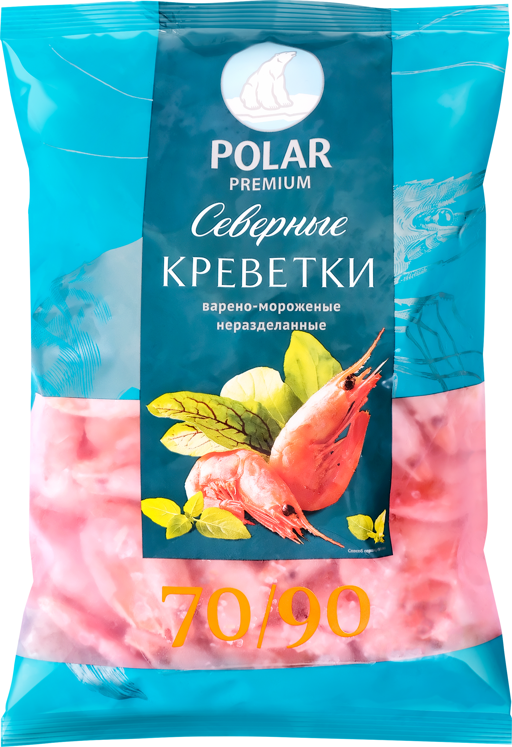 Изображение товара Креветки варено-мороженые POLAR в панцире 70/90, 1000 г
