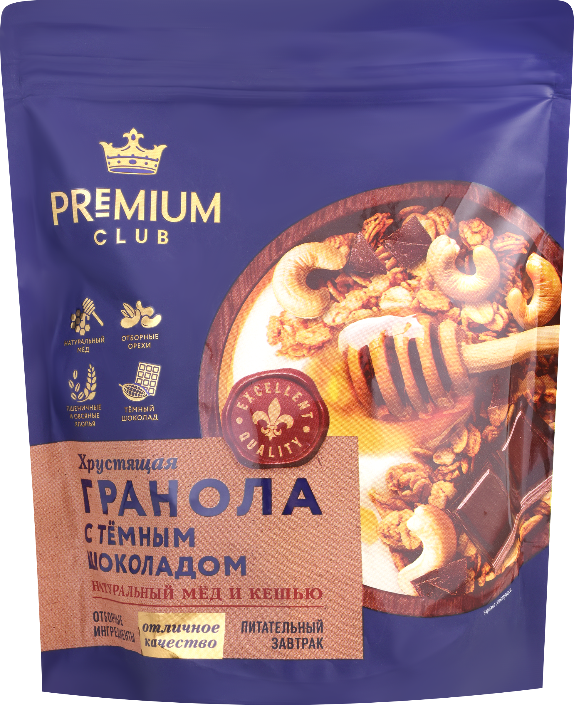 Изображение товара Гранола PREMIUM CLUB Шоколадная 300г натуральный вкус и здоровье