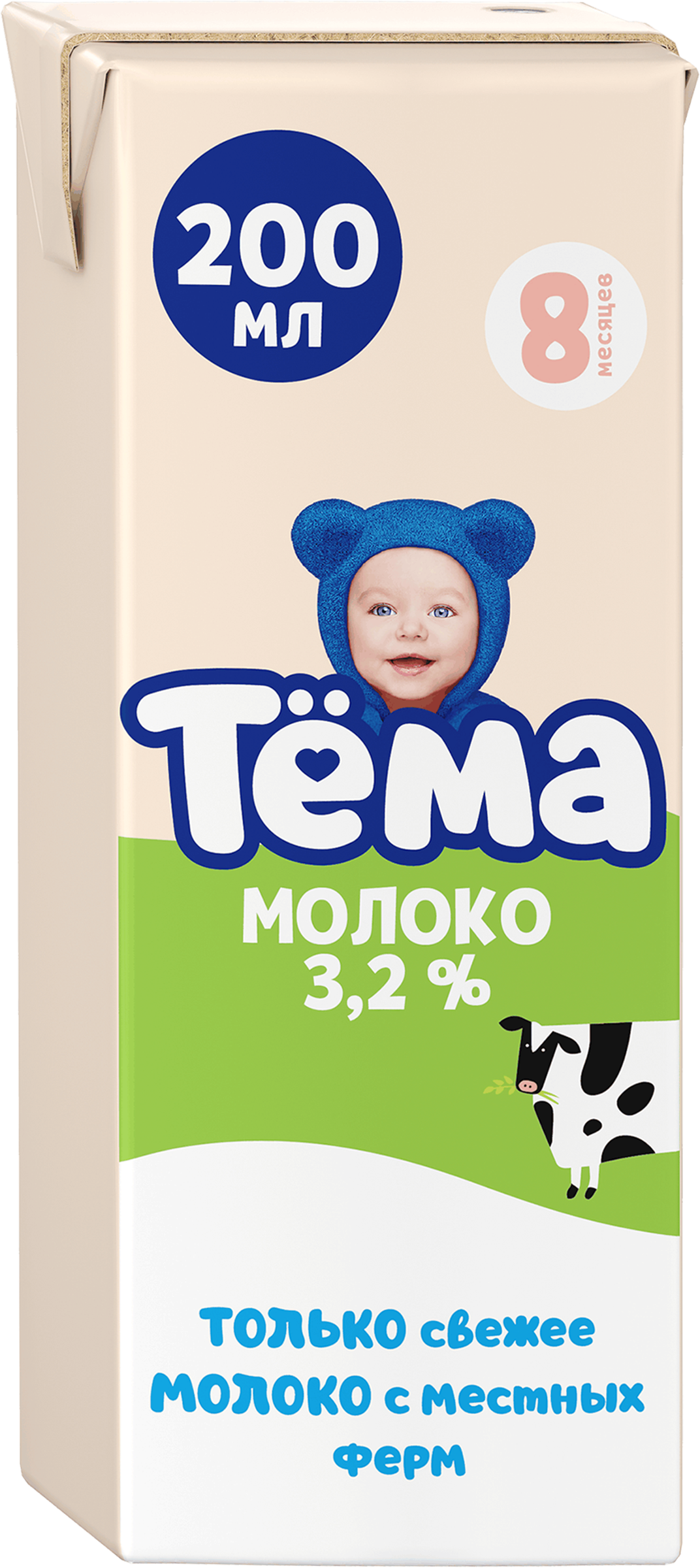Изображение товара Молоко ультрапастеризованное для детей ТЕМА 3,2%, без змж, 200мл
