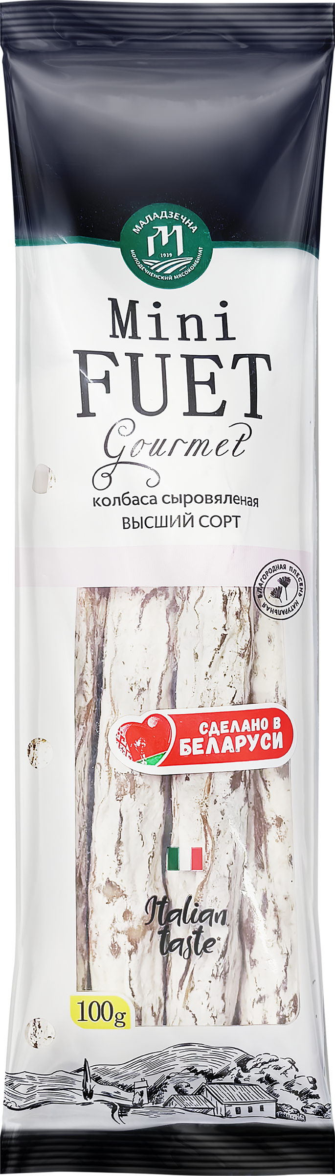 Изображение товара Колбаса сыровяленая МАЛАДЗЕЧНА Фуэт мини салями мясная, высший сорт 100г
