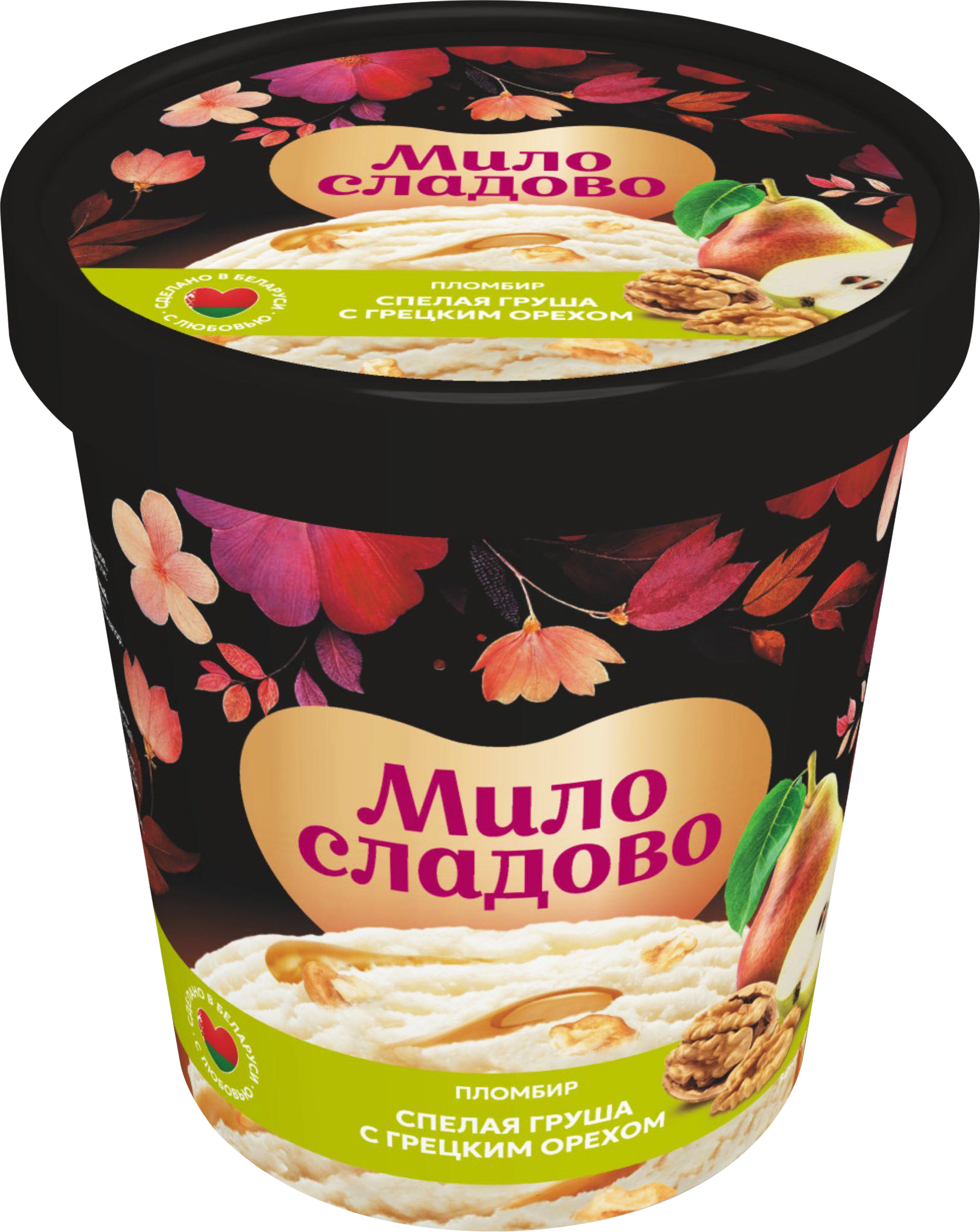 Изображение товара Мороженое пломбир с ванилью грушей и грецким орехом 285 г