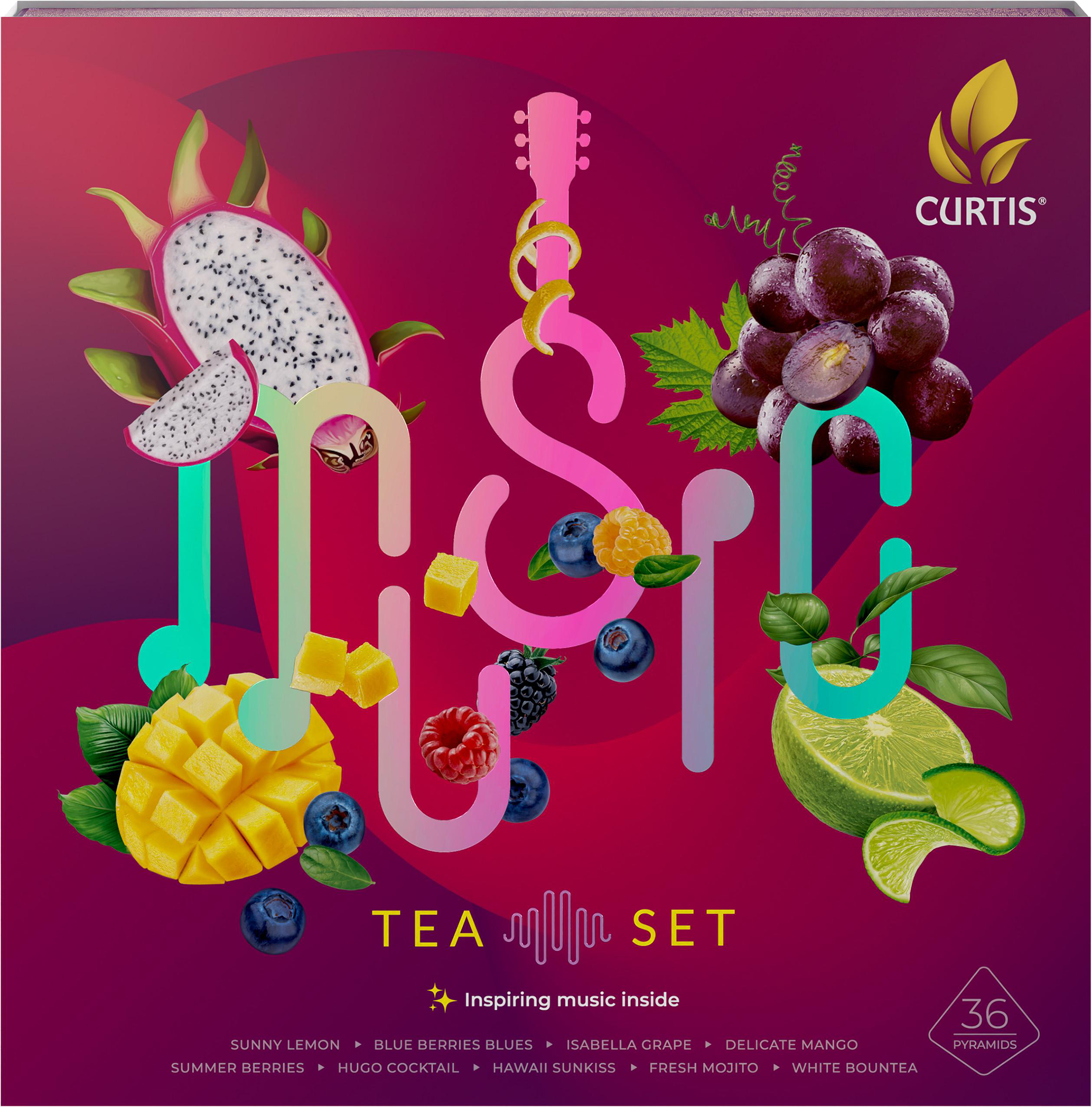 Изображение товара Набор чая CURTIS Music Tea Set ассорти 9 вкусов, 36 пирамидок