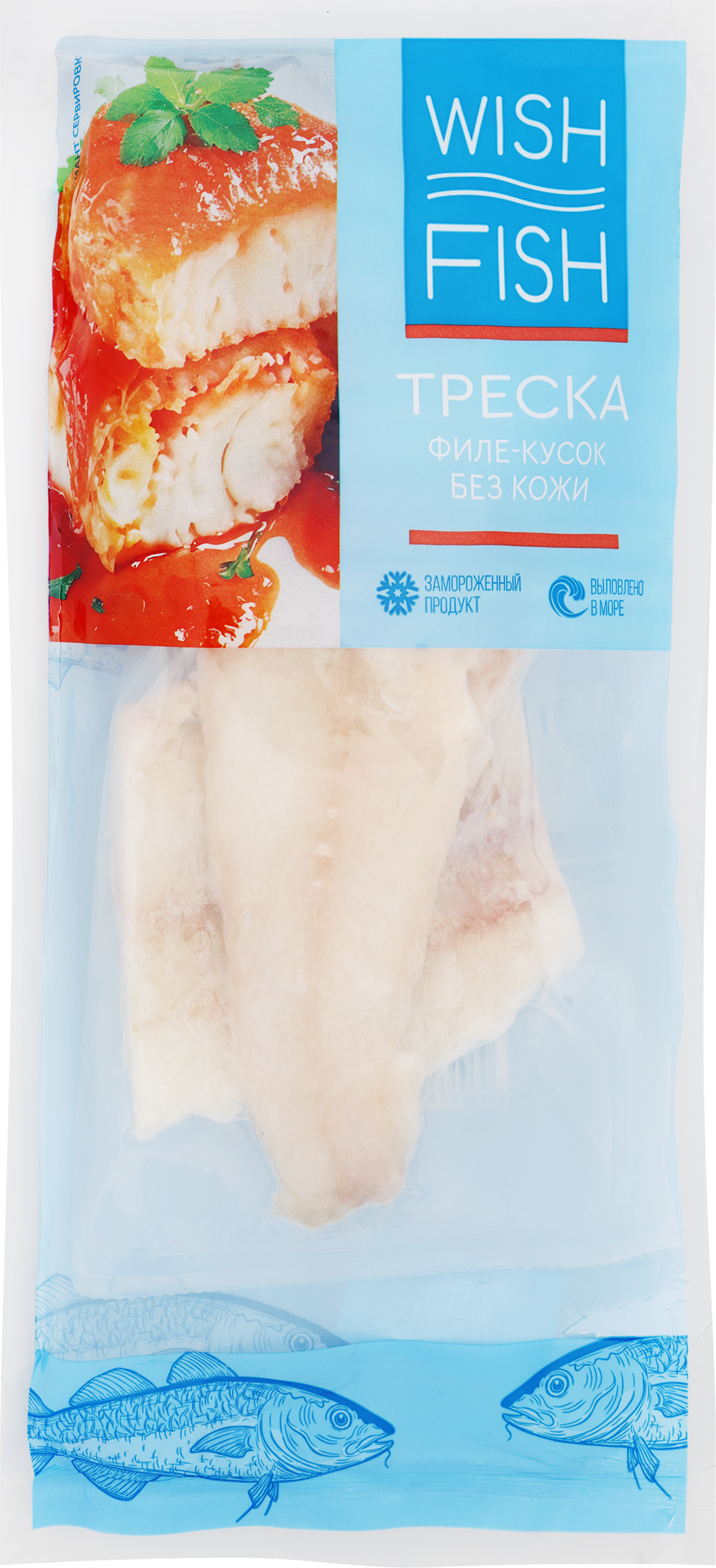 Изображение товара Замороженное филе трески WISH FISH 500г для жарки и запекания
