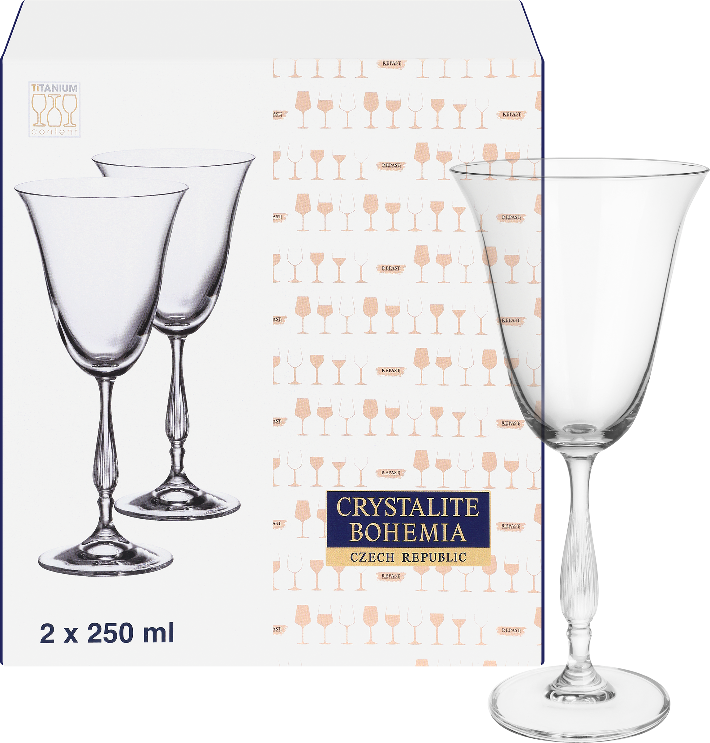 Изображение товара Набор фужеров для вина CRYSTALITE BOHEMIA Fregata/Antik 250мл, Арт. 58369, 2шт
