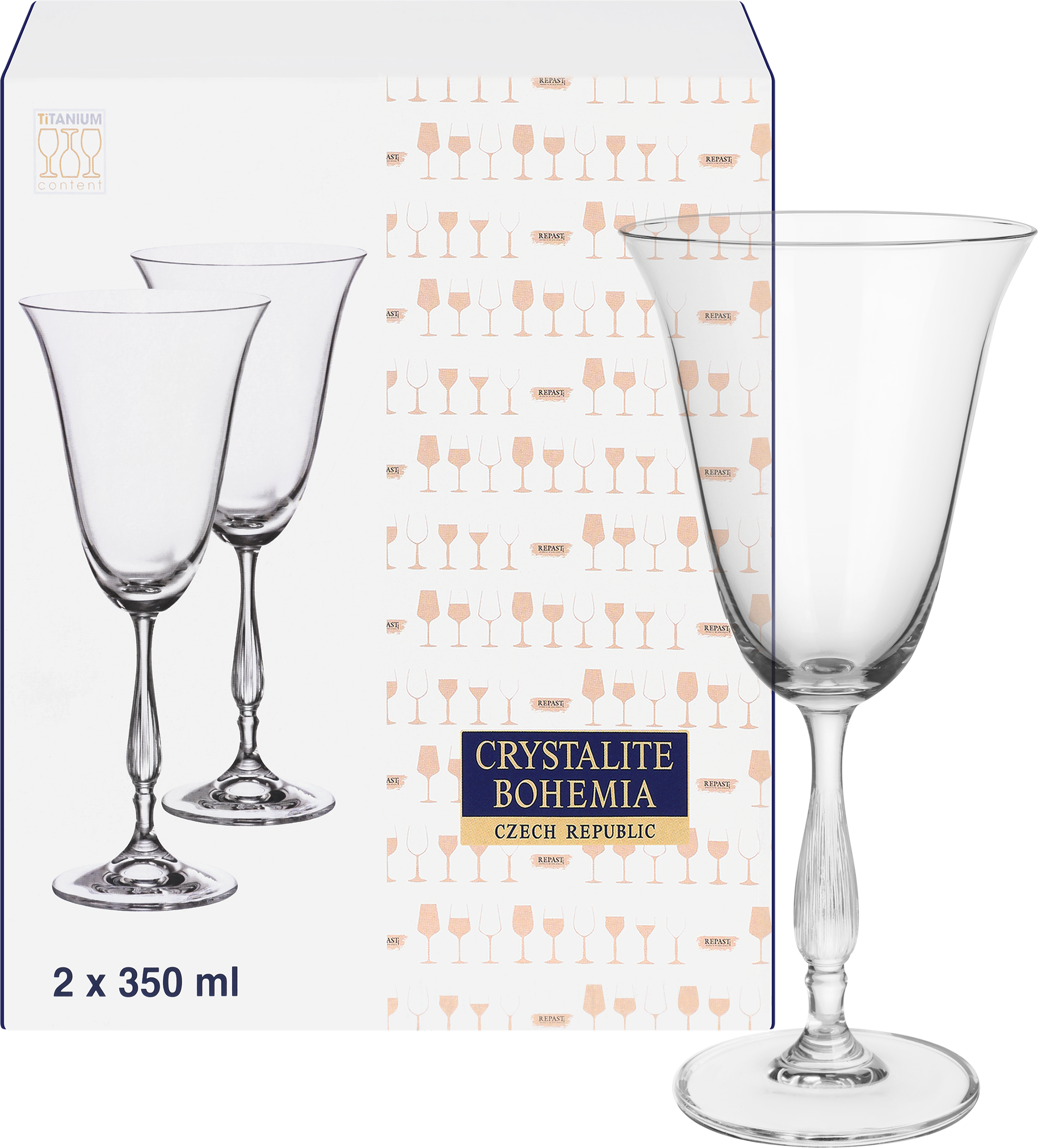 Изображение товара Набор фужеров для вина CRYSTALITE BOHEMIA Fregata/Antik 350мл, 2 шт