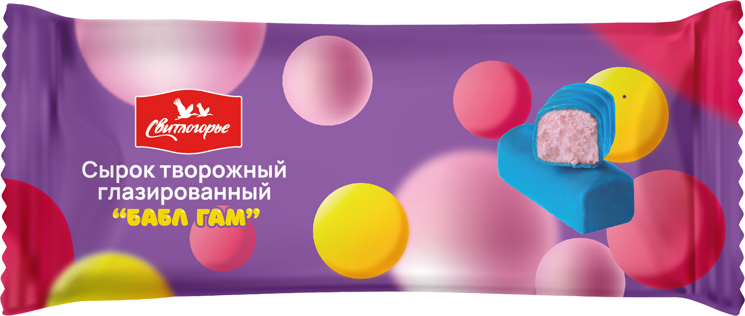 Изображение товара Творожный сырок глазированный с бабл гам вкусом 40г СВИТЛОГОРЬЕ