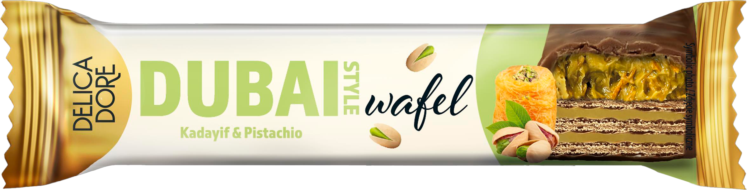 Изображение товара Вафельный батончик DELICADORE Dubai Style в молочном шоколаде 40г