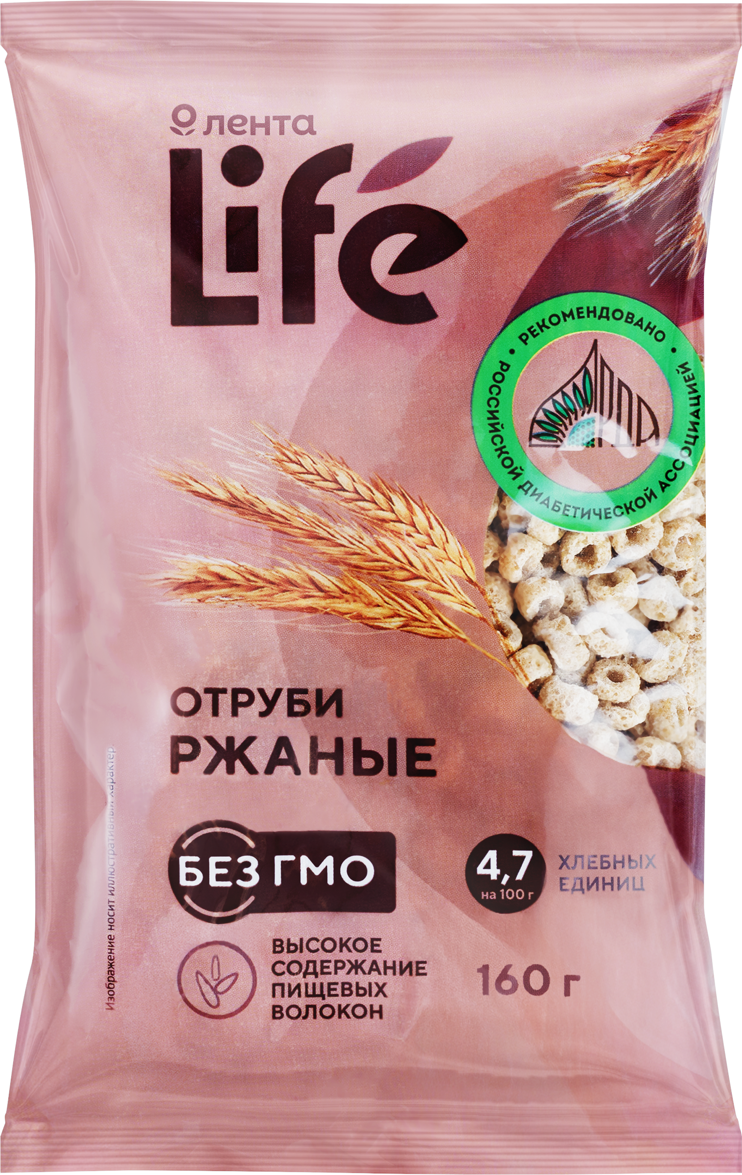 Изображение товара Отруби ржаные ЛЕНТА LIFE экструдированные, 160г