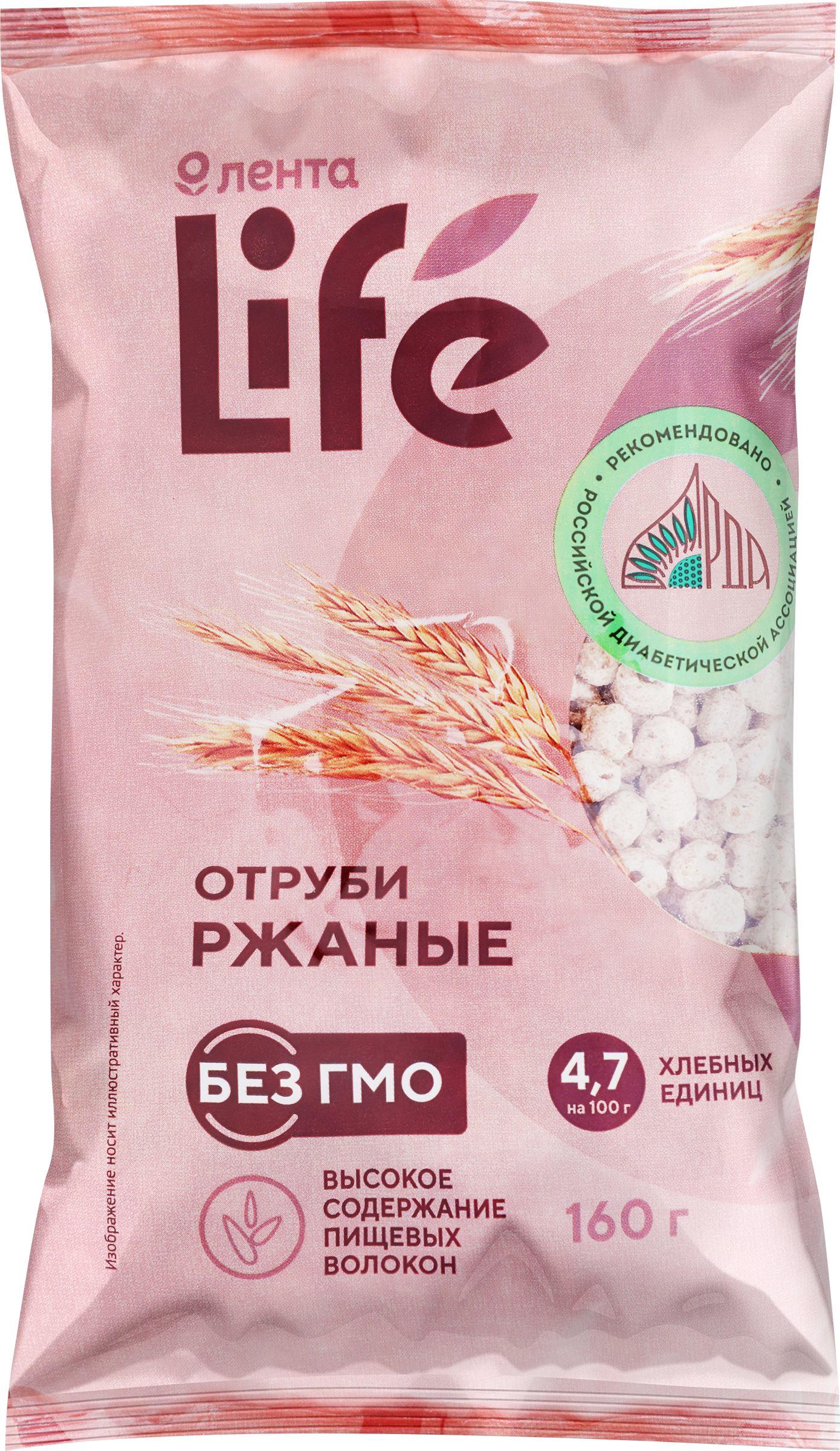 Изображение товара Отруби ржаные ЛЕНТА LIFE экструдированные, 160г