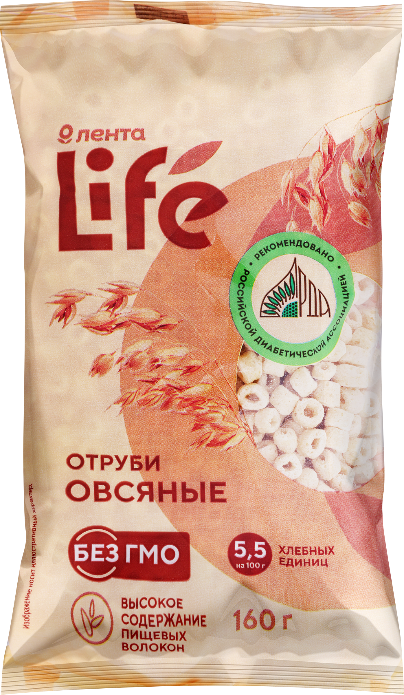 Изображение товара Отруби овсяные ЛЕНТА LIFE экструдированные 160г для улучшения пищеварения и здоровья кишечника