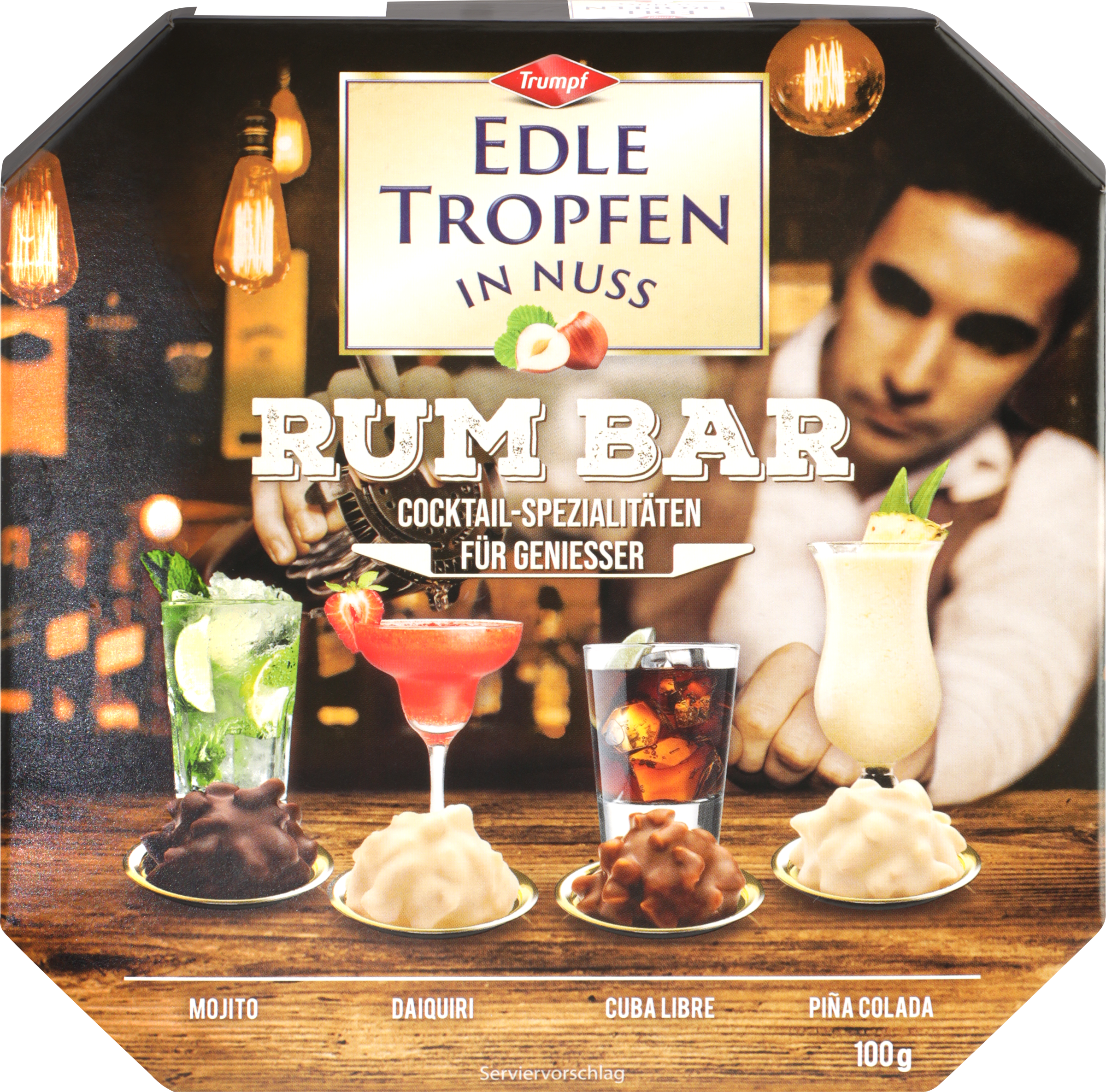 Изображение товара Шоколадные конфеты TRUMPF Edle Tropfen In Nuss Rum Bar 100г Германия