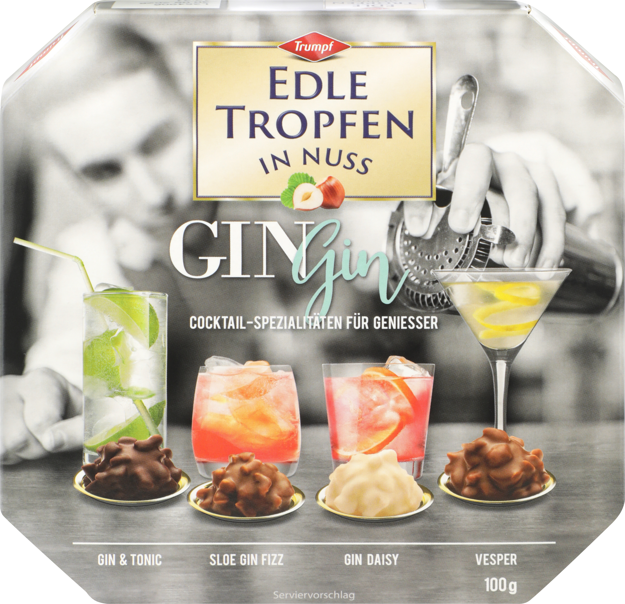 Изображение товара Конфеты шоколадные TRUMPF Edle Tropfen In Nuss Gin Edition 100г