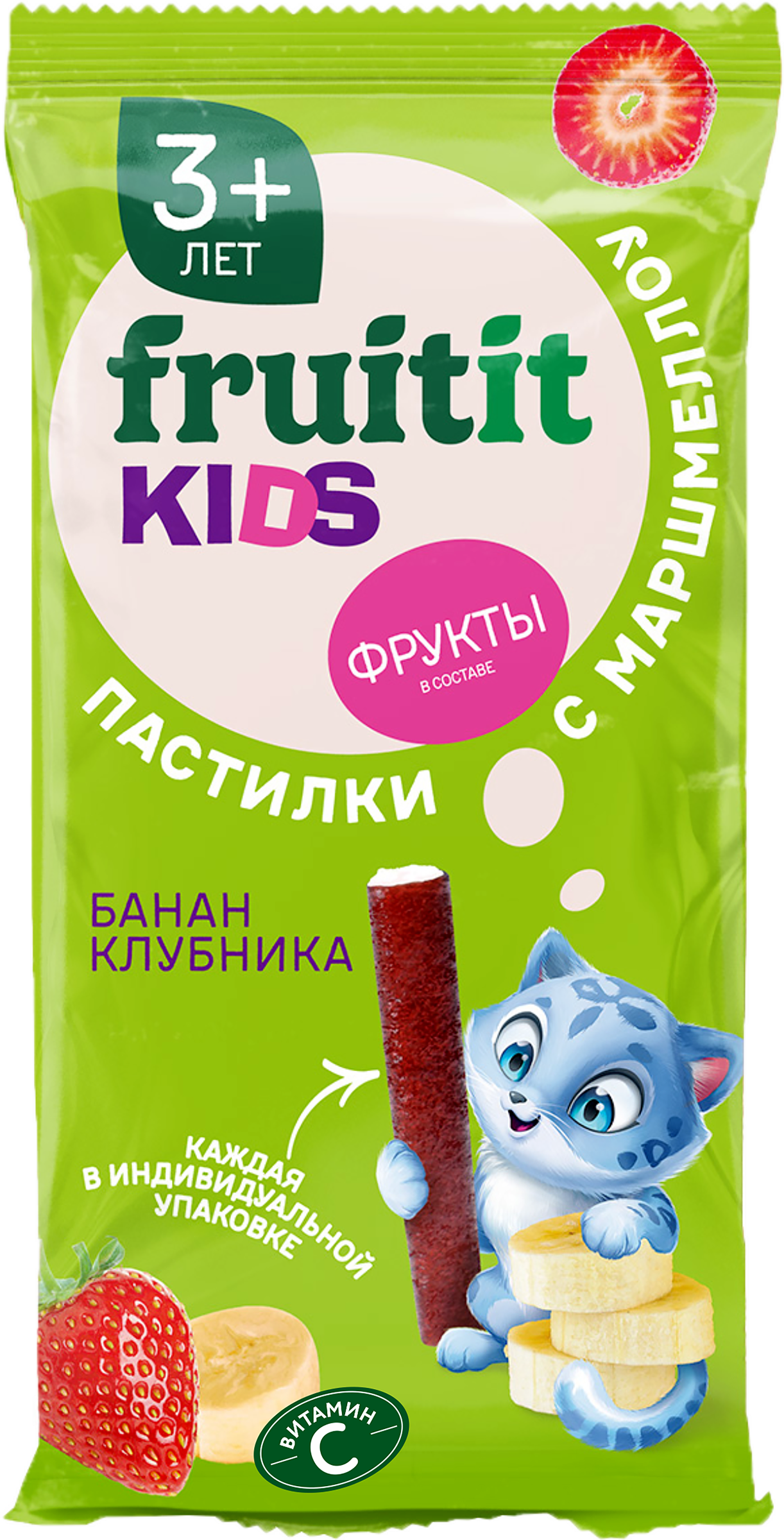Изображение товара Пастилки FRUIT IT KIDS Клубника-Банан с маршмеллоу 45г