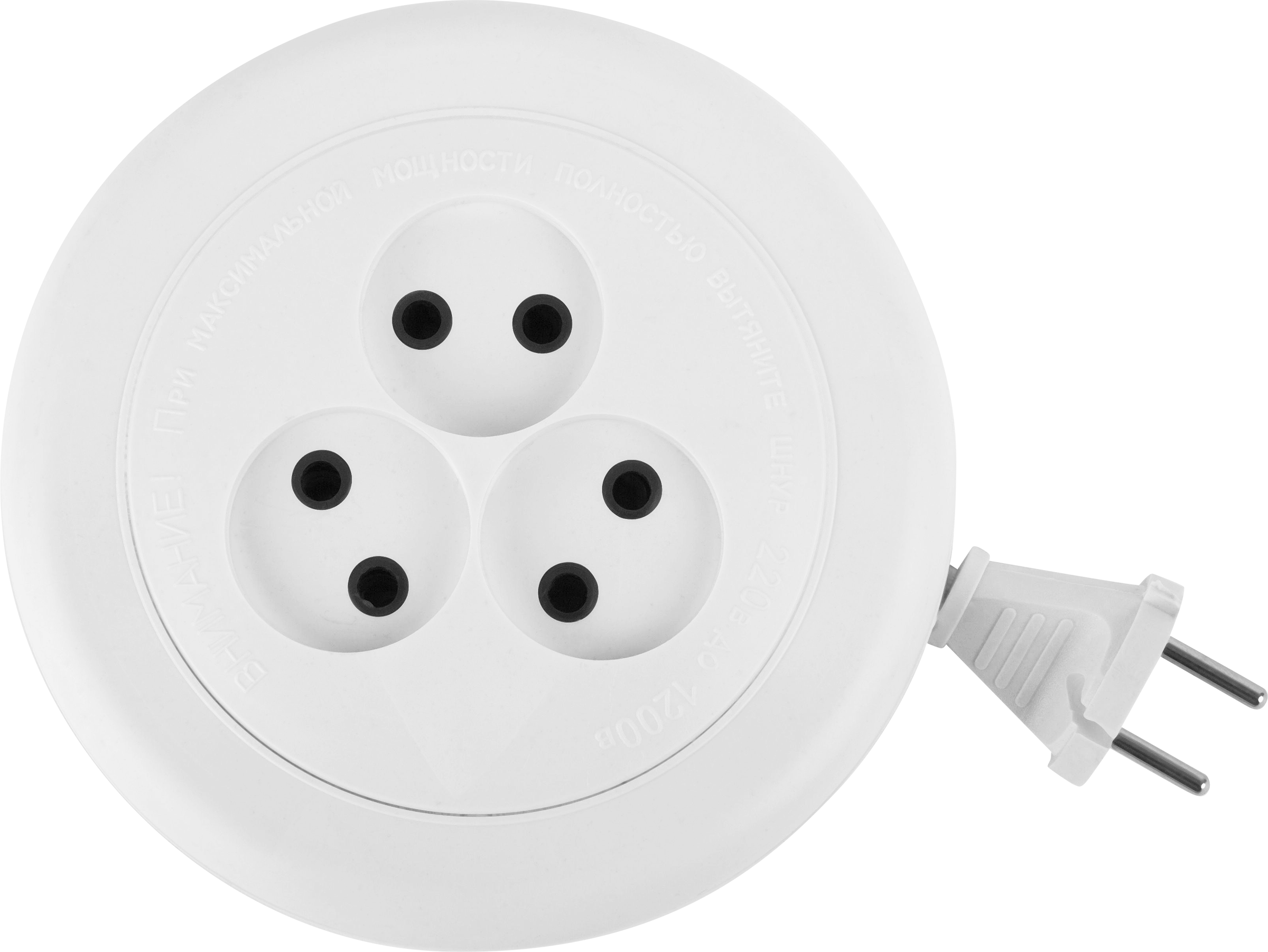 Изображение товара Удлинитель электрический ЭРА рулетка без заземления, 3 розетки, 3м, 6А