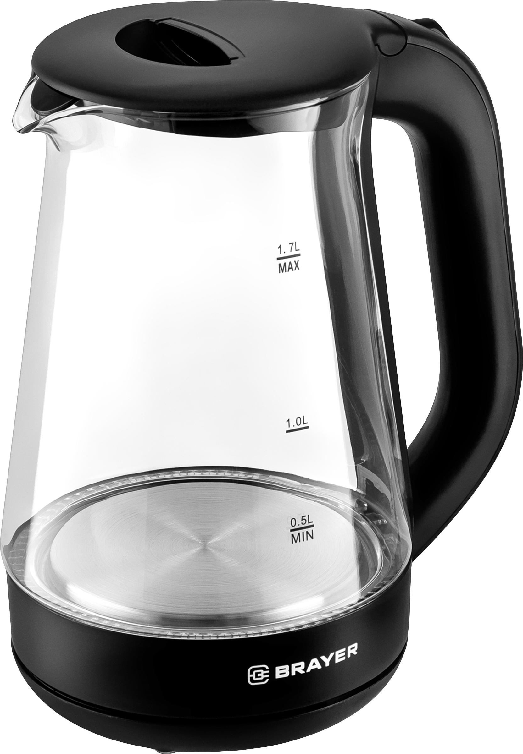 Изображение товара Электрический чайник BRAYER 2200 Вт 1.7л стеклянный корпус автоотключение