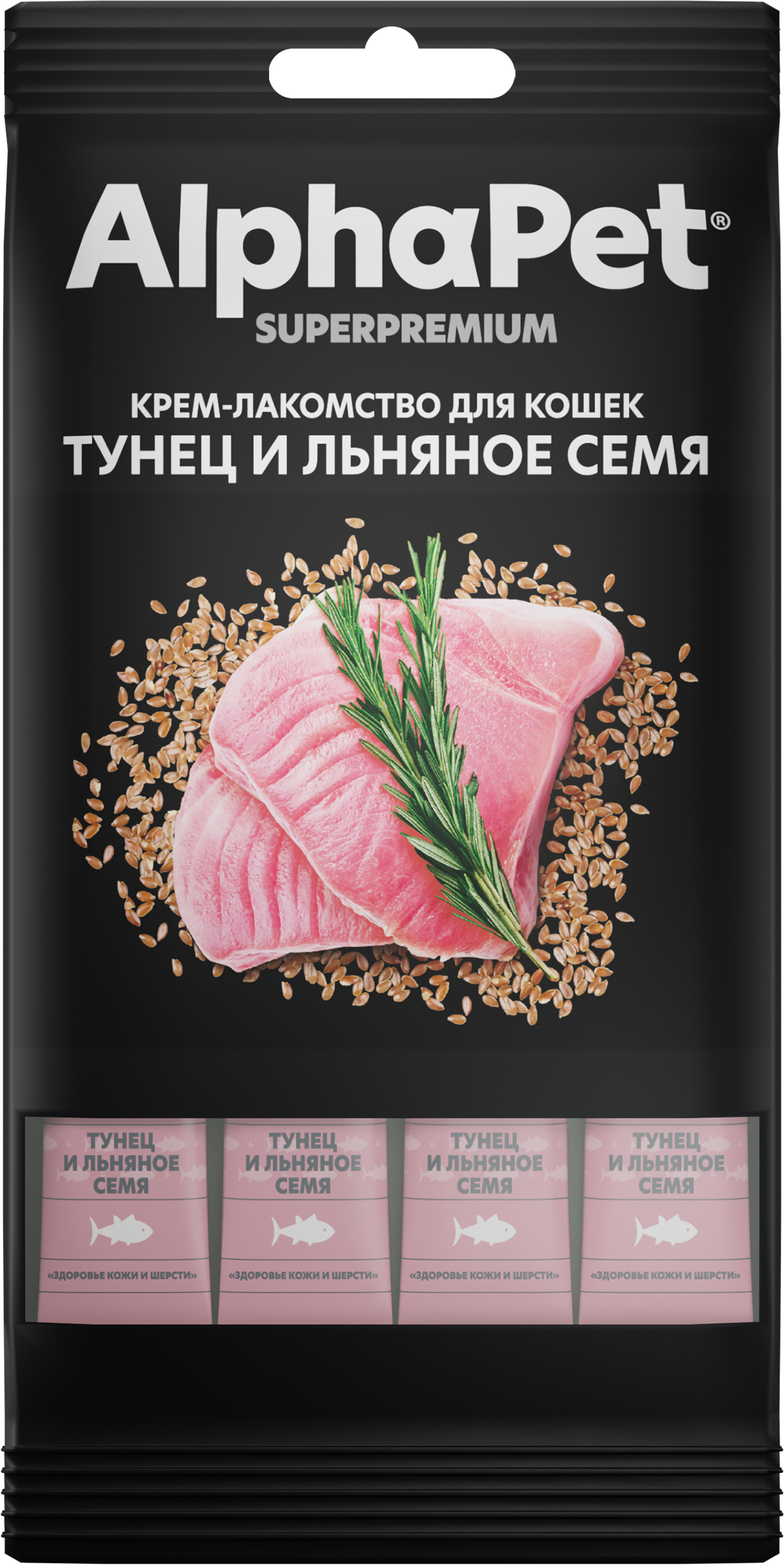 Изображение товара Лакомство для кошек ALPHAPET с тунцом и льняным семенем, 48 г