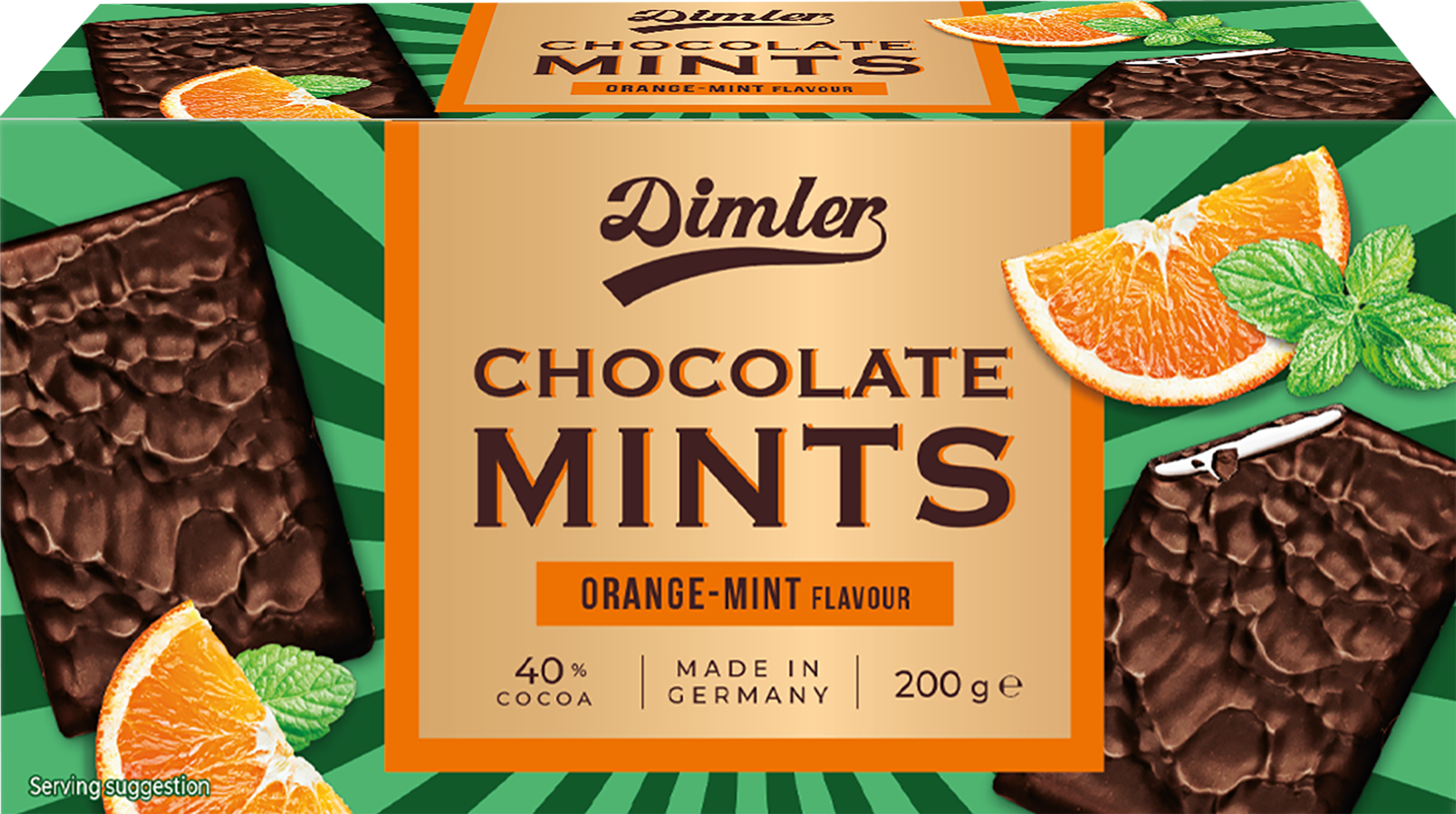Изображение товара Шоколад темный DIMLER Chocolate Mints с апельсином и мятой 200г