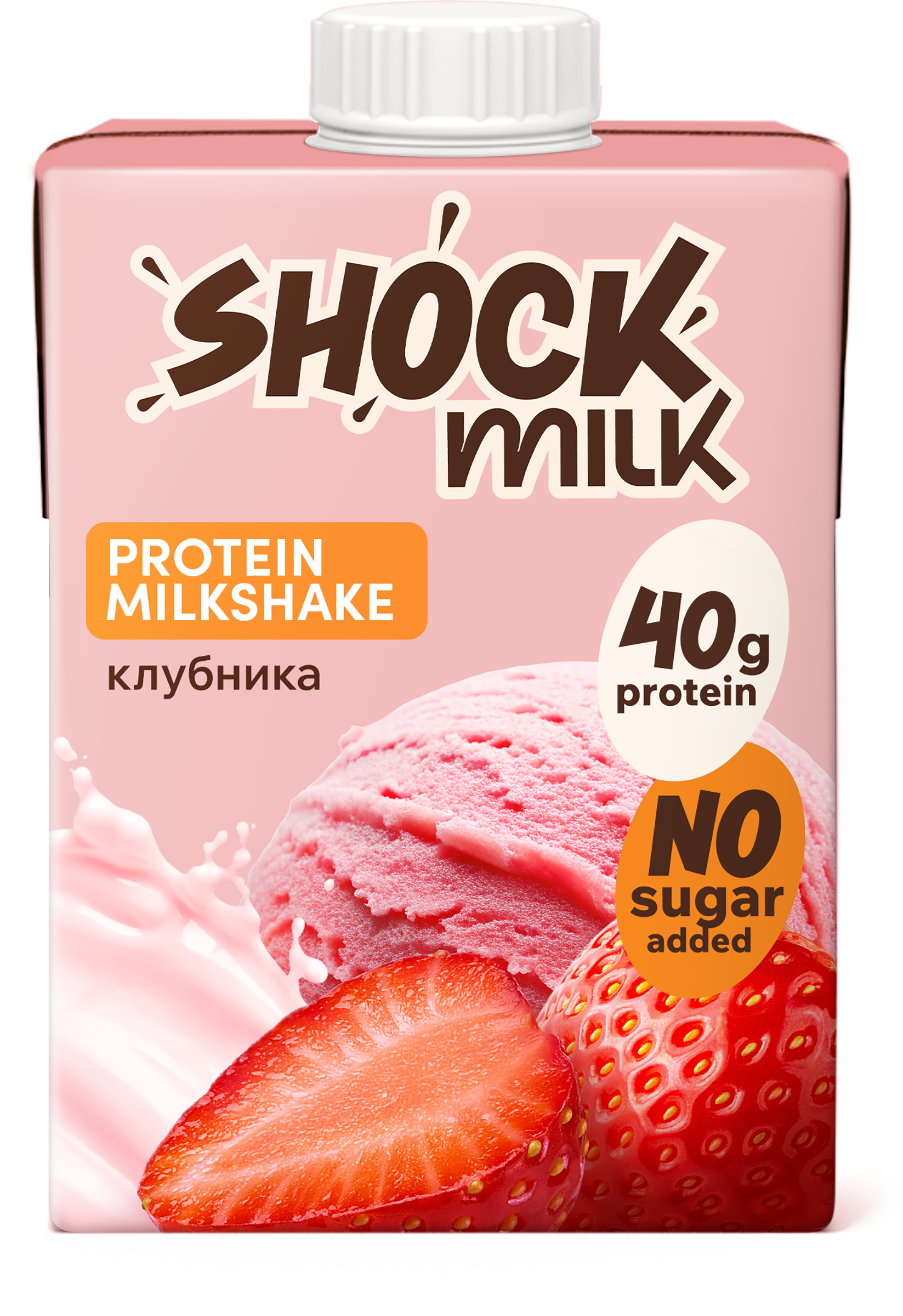 Изображение товара Коктейль молочный SHOCK MILK Клубника высокобелковый 480мл