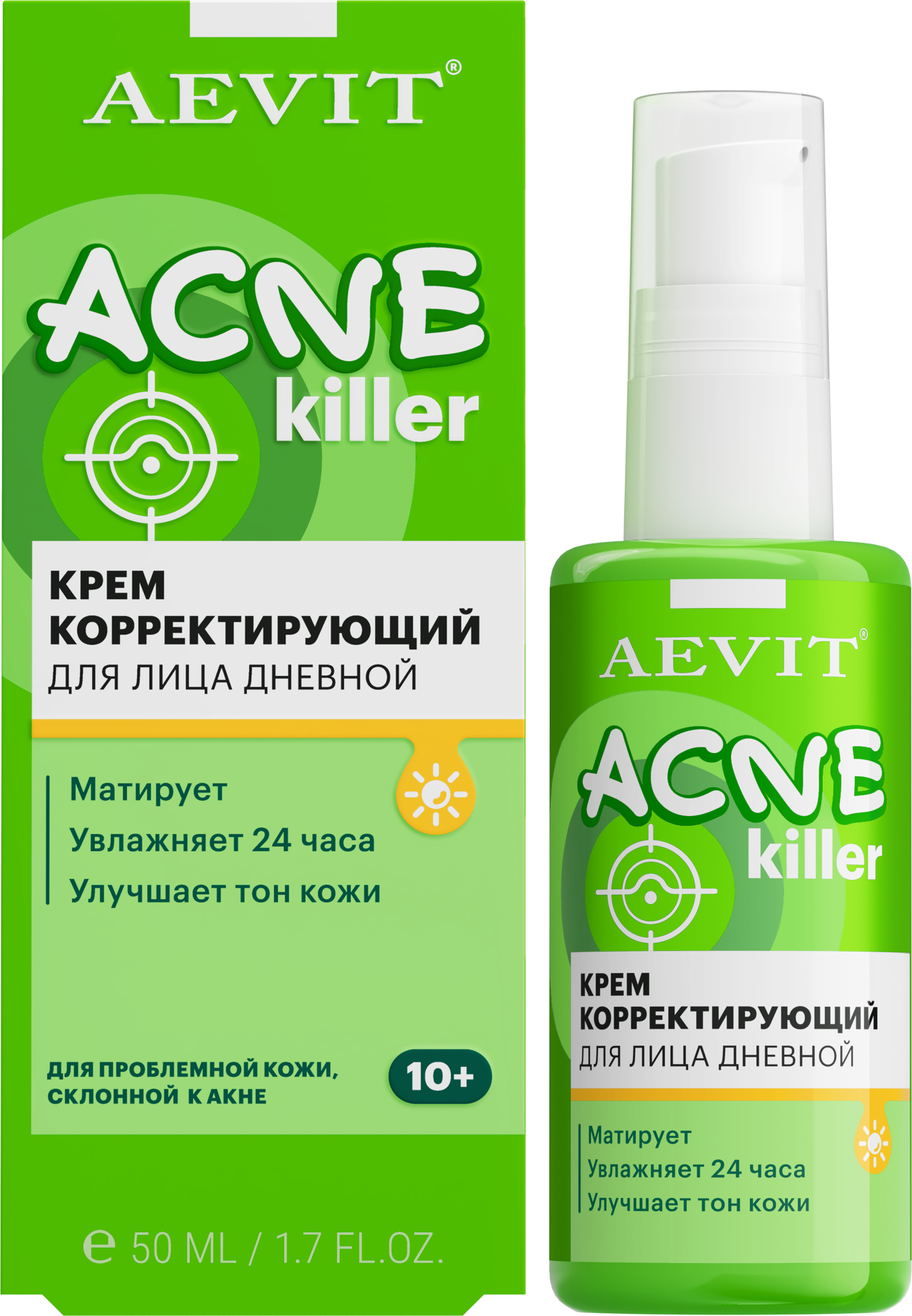 Изображение товара Дневной корректирующий крем для лица AEVIT Acnekiller 50мл для жирной и склонной к акне кожи
