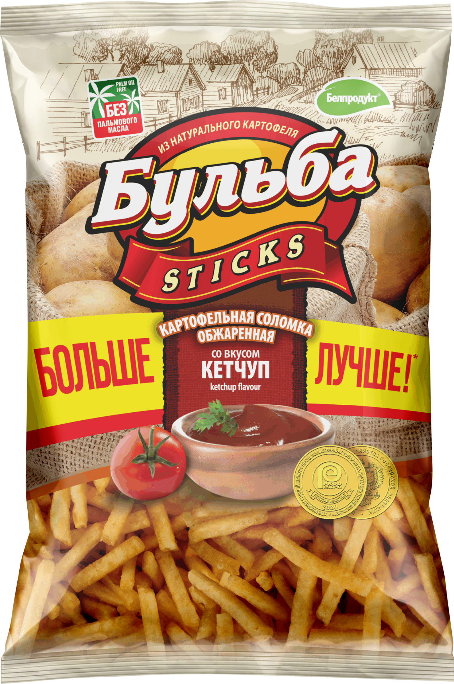 Изображение товара Чипсы картофельные БУЛЬБА STICKS Соломка из цельного картофеля со вкусом кетчупа 120г