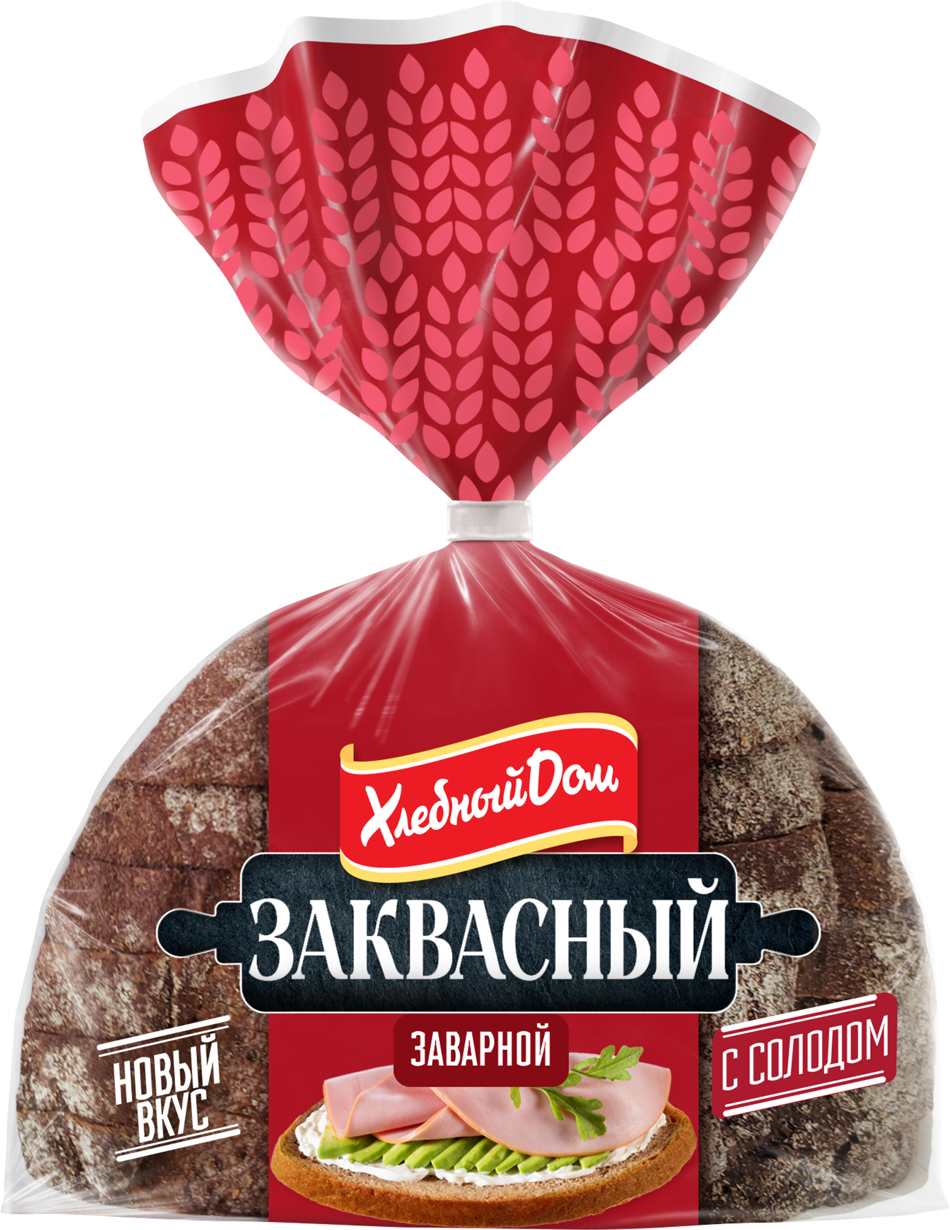 Изображение товара Хлеб заварной ХЛЕБНЫЙ ДОМ Заквасный с солодом, половинка, в нарезке, 350г