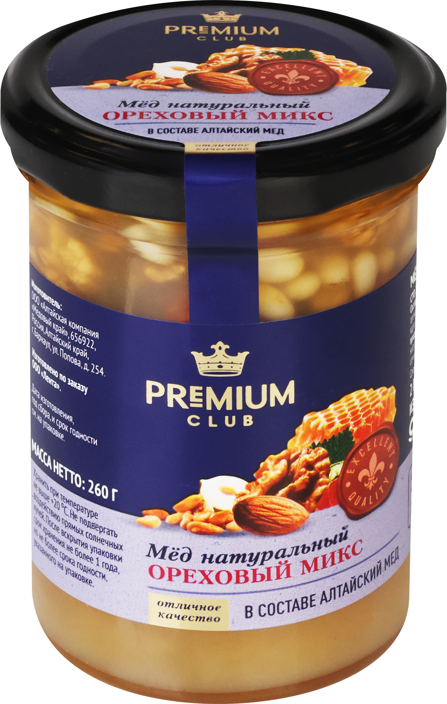 Изображение товара Мед PREMIUM CLUB с ореховым ассорти натуральный, 422.99 рублей