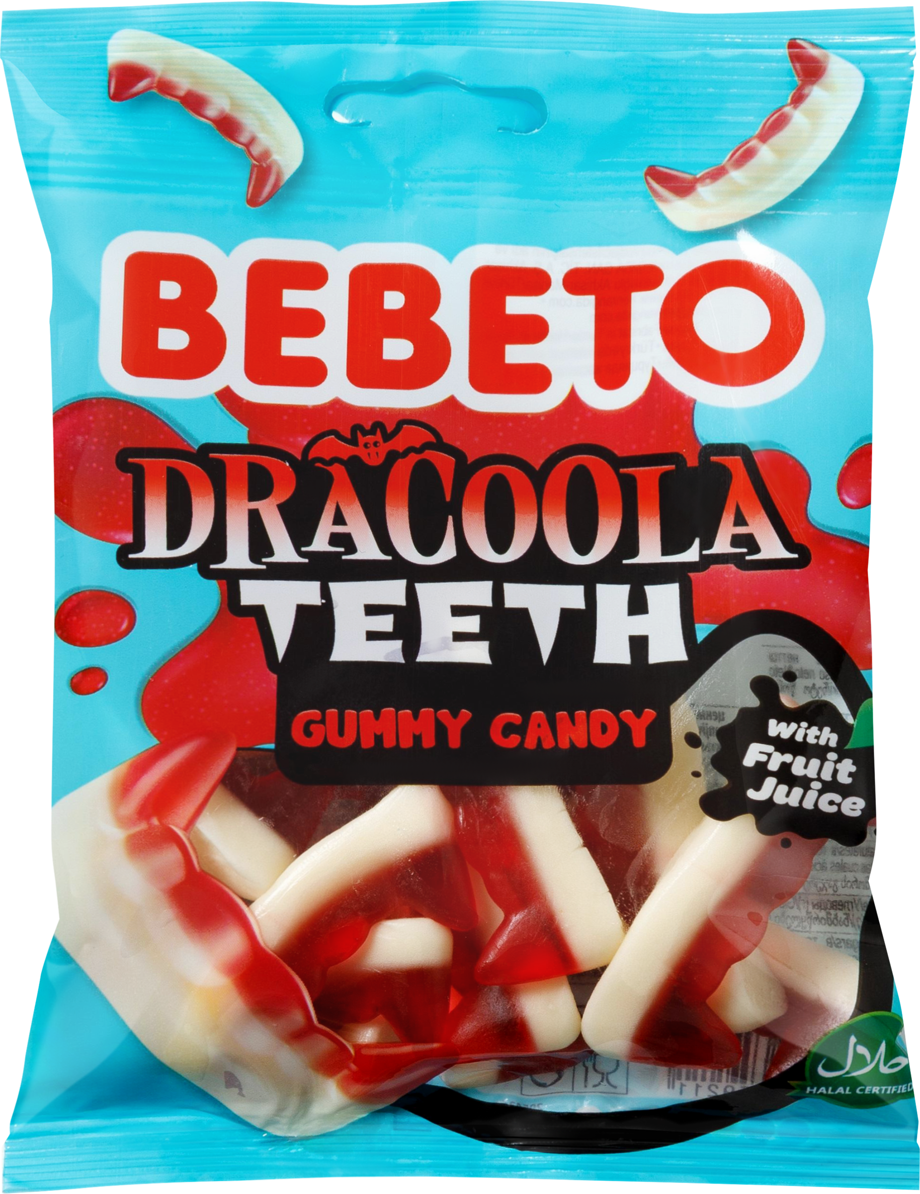 Изображение товара Жевательный мармелад BEBETO Dracoola teeth вкус клубники и ванили 80г