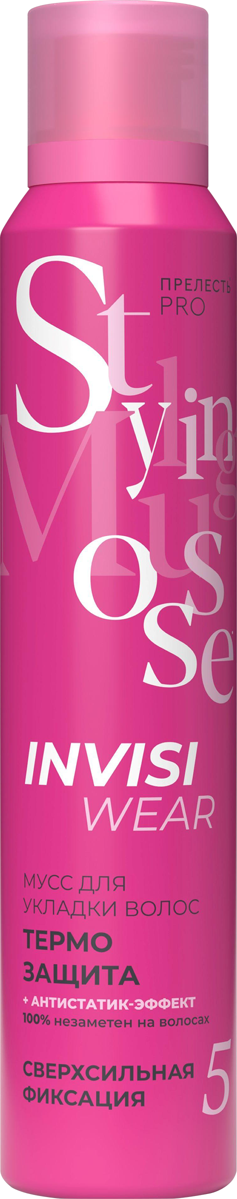 Изображение товара Мусс-пенка для волос ПРЕЛЕСТЬ PROFESSIONAL Invisiwear термозащитный сверхсильная фиксация 200мл