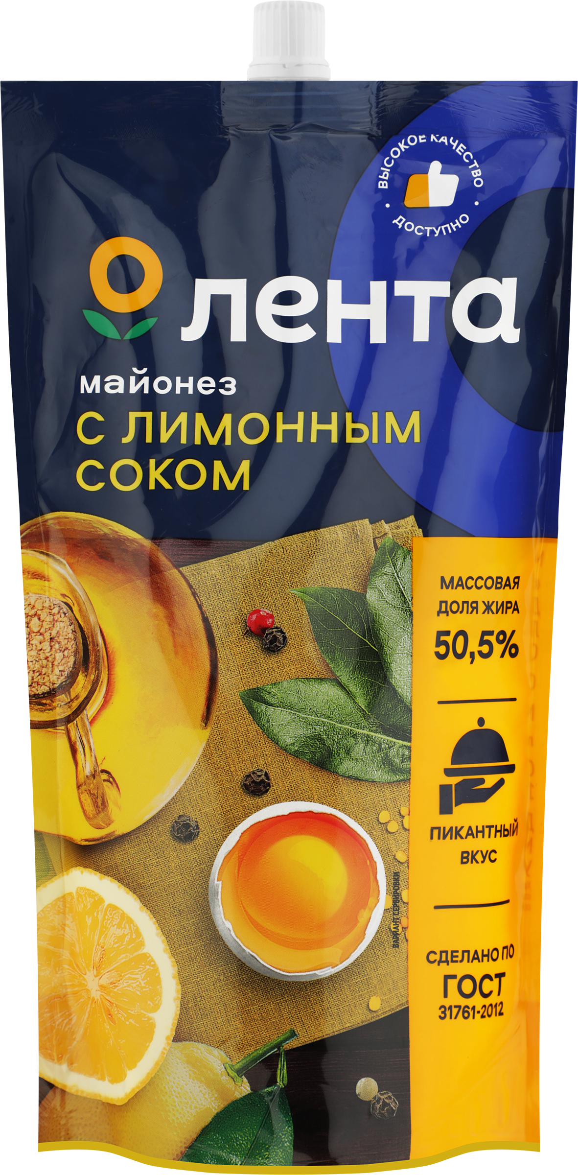 Изображение товара Майонез ЛЕНТА Провансаль Домашний с лимонным соком 50,5% дой-пак