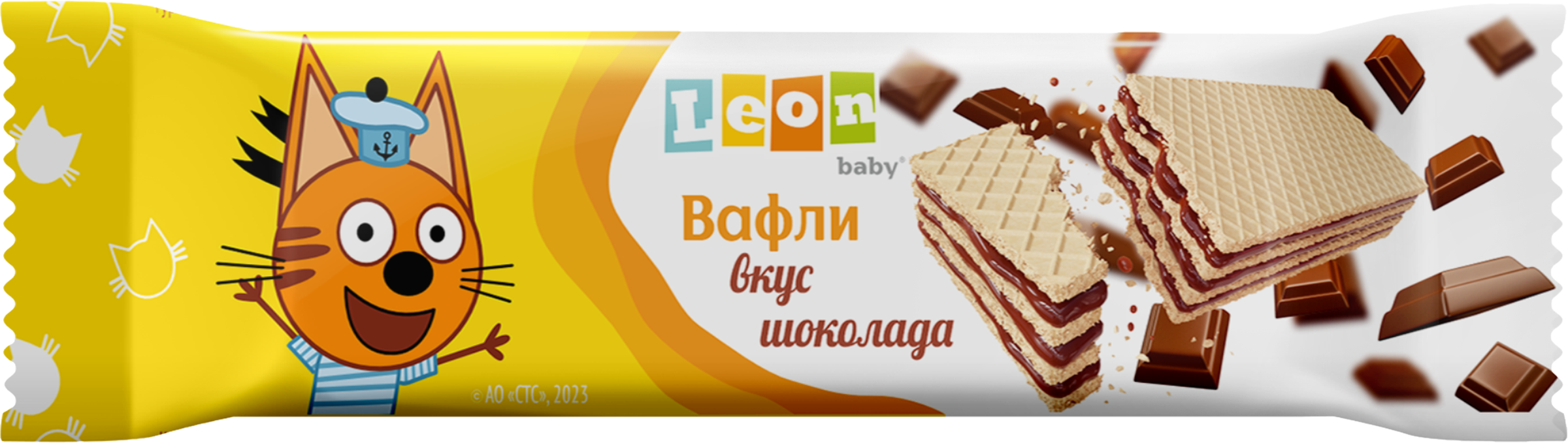 Изображение товара Вафли LEON BABY Три Кота, со вкусом шоколада, 27г