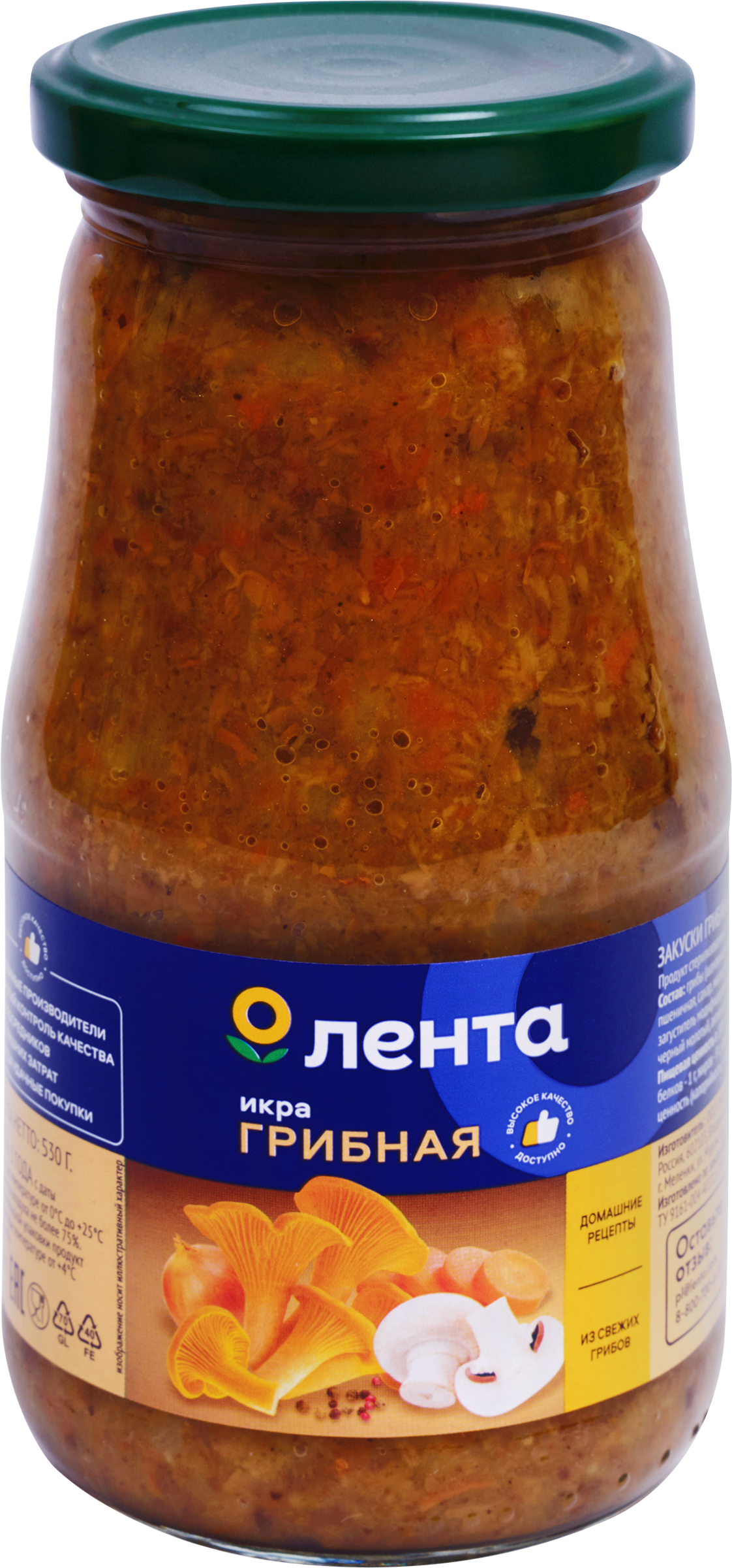 Изображение товара Икра грибная ЛЕНТА 530г - натуральная закуска из грибов для бутербродов и блюд
