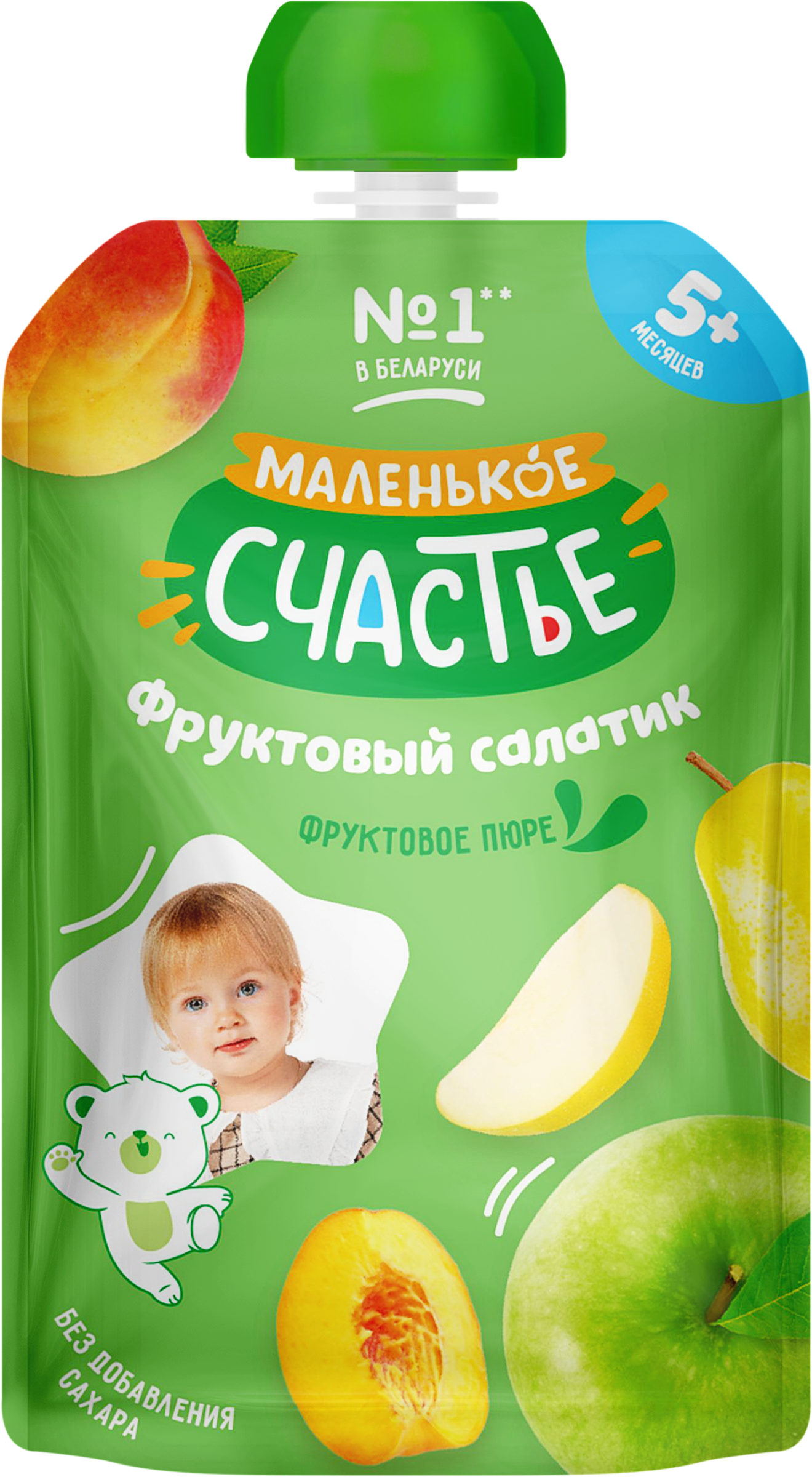 Изображение товара Фруктовое пюре МАЛЕНЬКОЕ СЧАСТЬЕ Фруктовый салатик натуральное вкусное и полезное для всей семьи