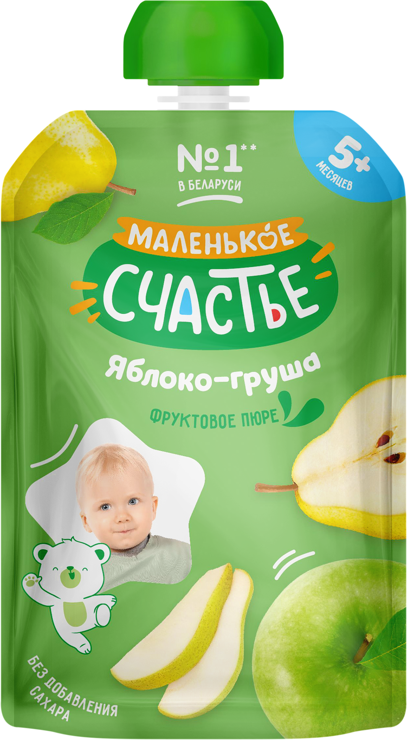 Изображение товара Фруктовое пюре МАЛЕНЬКОЕ СЧАСТЬЕ Яблоко-Груша 200 г натуральное питание