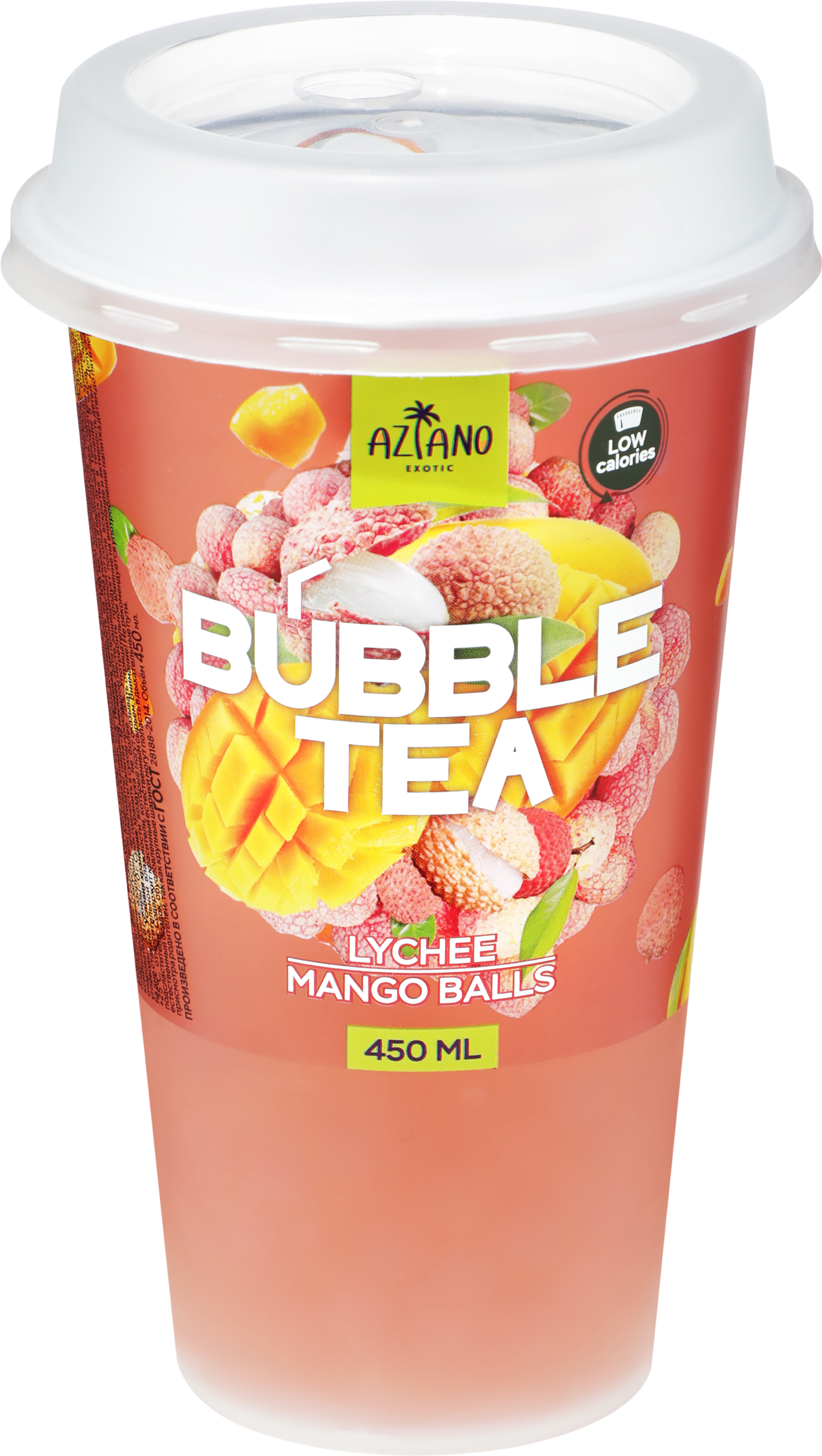 Изображение товара AZIANO Bubble Tea Личи и Манго с джус боллами - негазированый 0. 45 л
