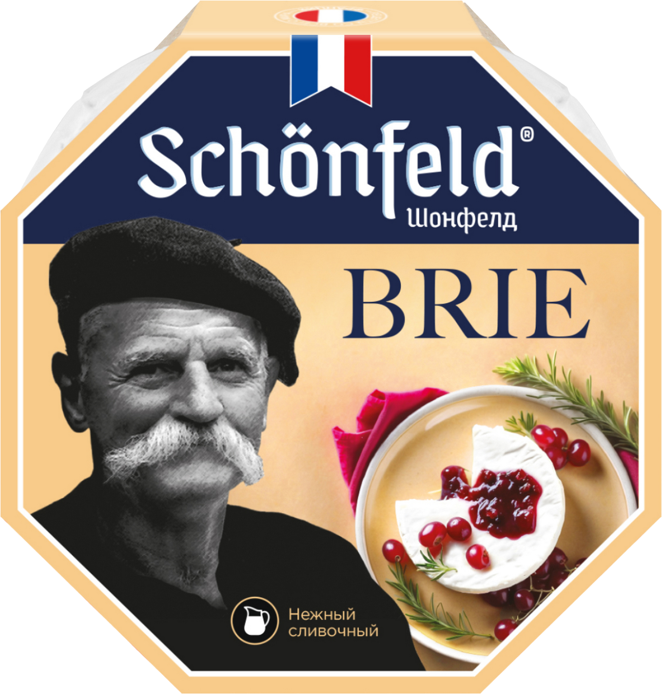 Изображение товара Мягкий сыр SCHONFELD Brie с белой плесенью 125г натуральный сыр