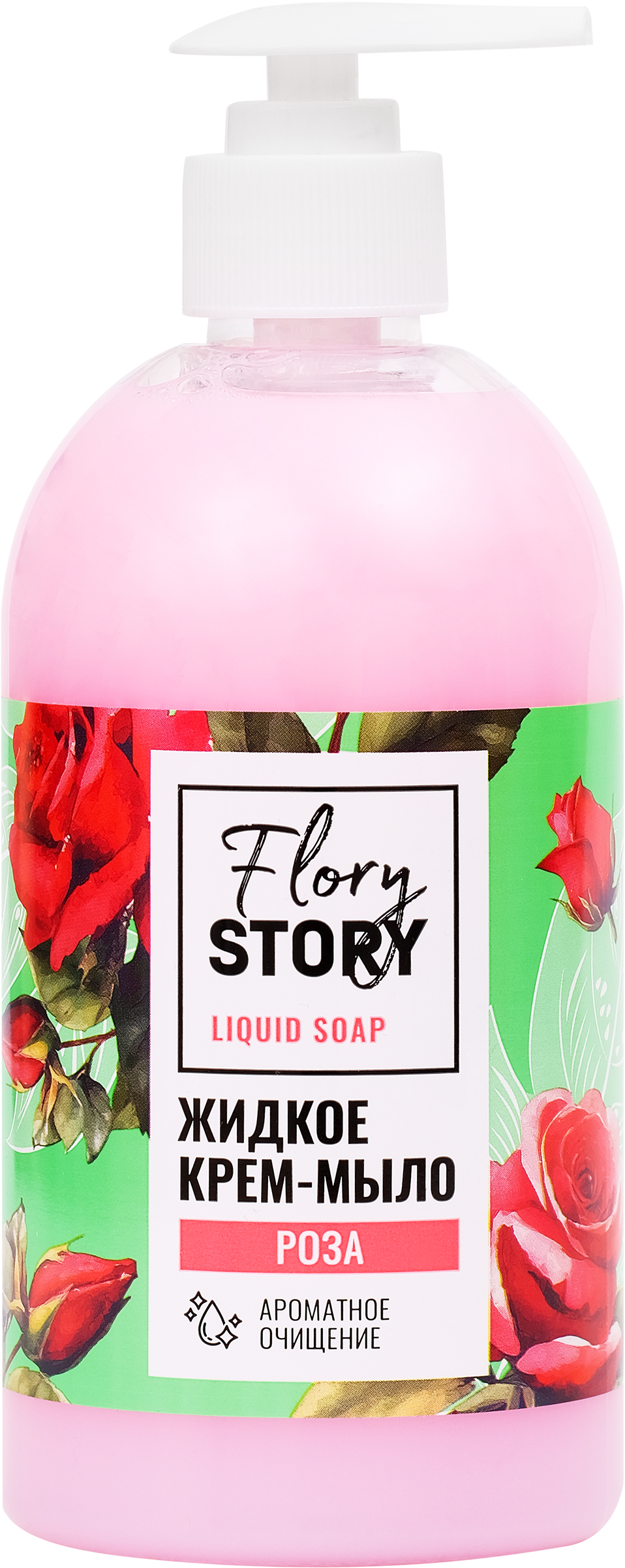 Изображение товара Жидкое крем-мыло FLORY STORY Роза 500мл для рук, мягкое очищение