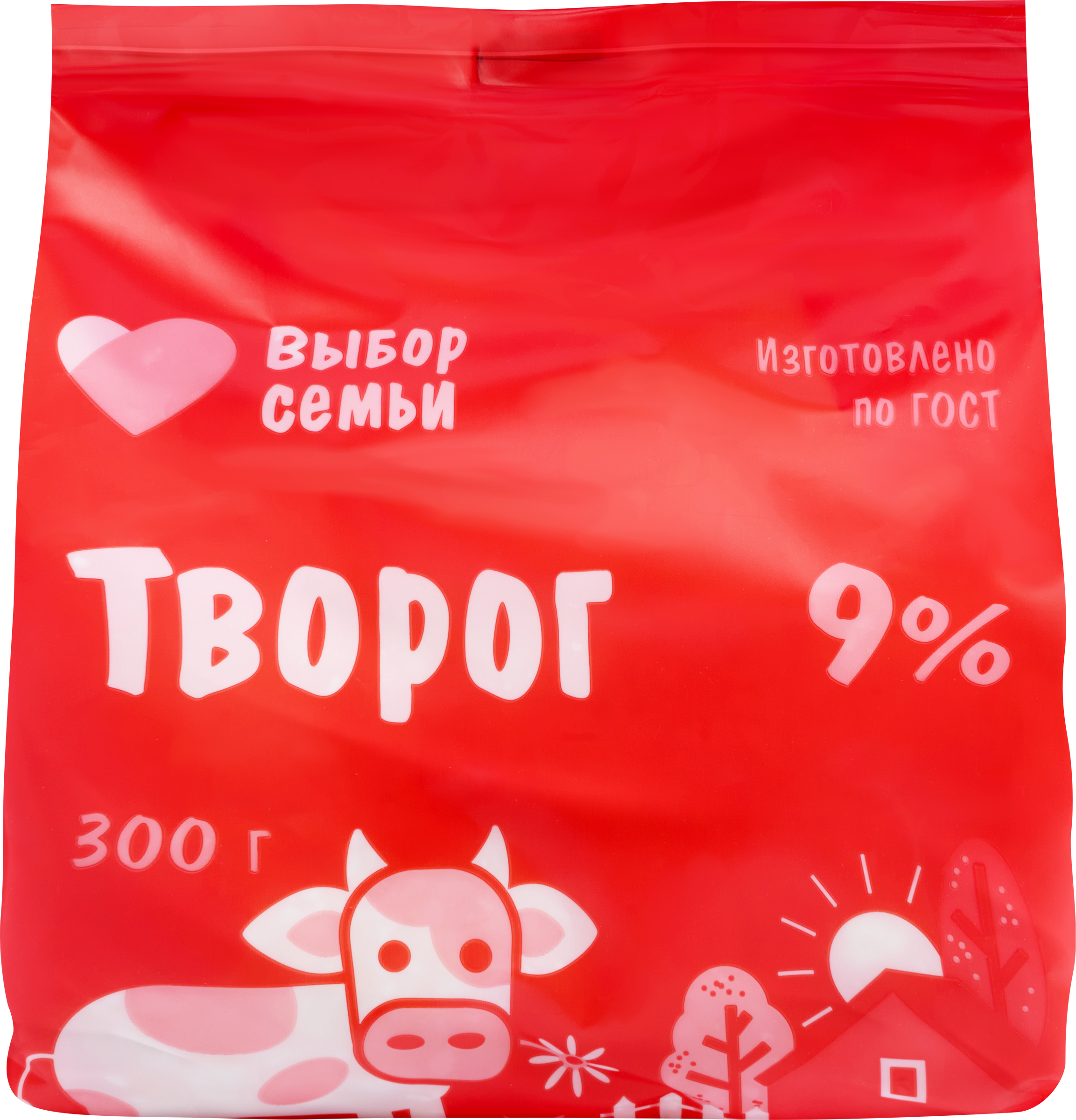 Изображение товара Творог ВЫБОР СЕМЬИ 9% без змж 300г натуральный кисломолочный продукт
