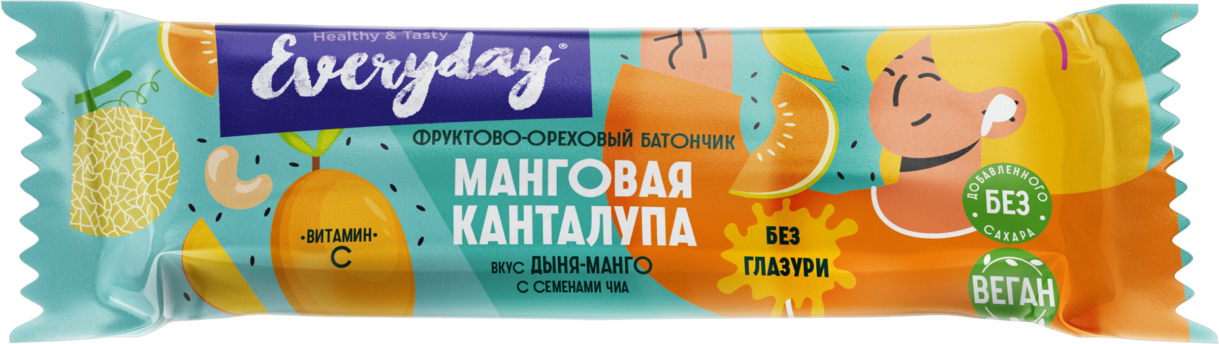 Изображение товара Батончик EVERYDAY Манговая канталупа, манго-дыня, 40 г