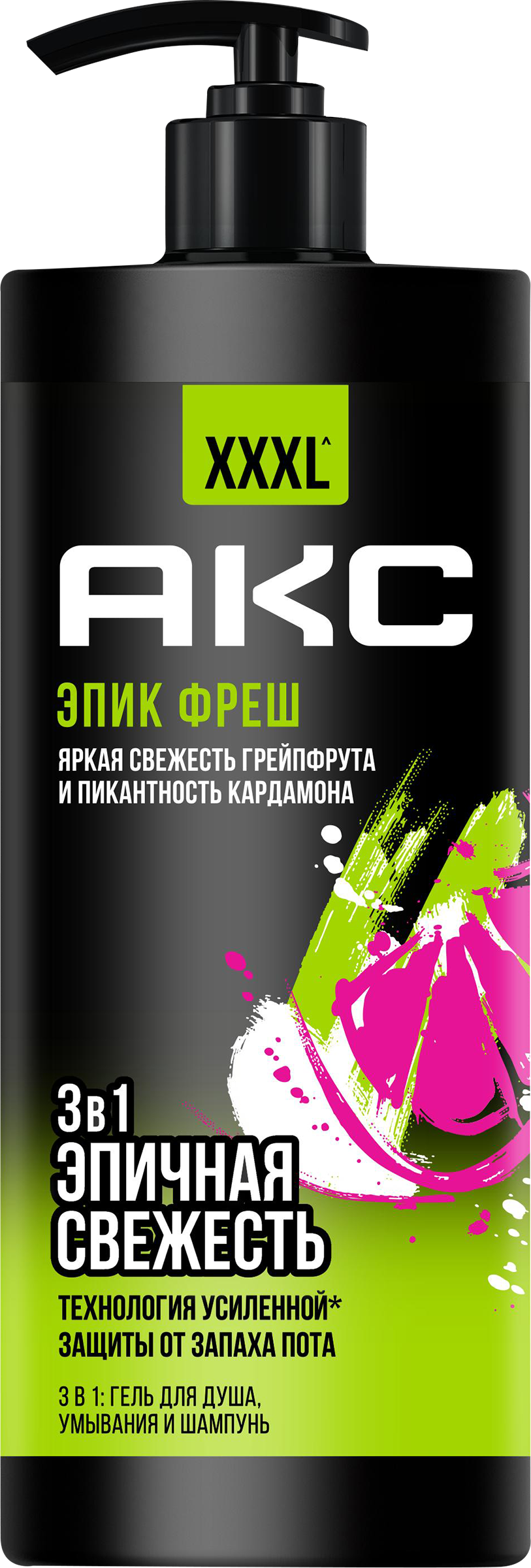 Изображение товара Гель для душа и шампунь АКС Эпик фреш 3в1, 1л для мужчин